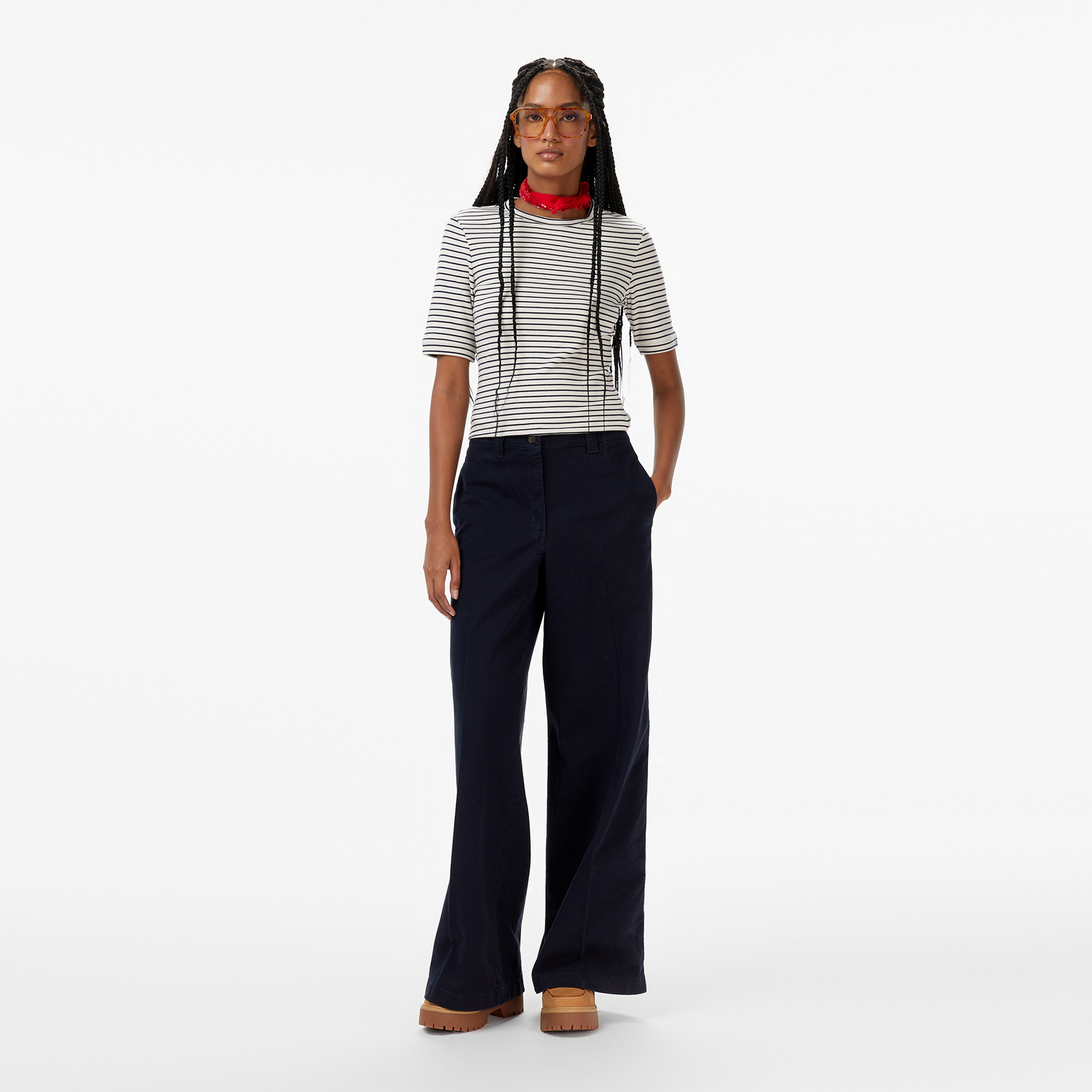 Calvin Klein Cotton Chino Kadın Mavi Pantolon