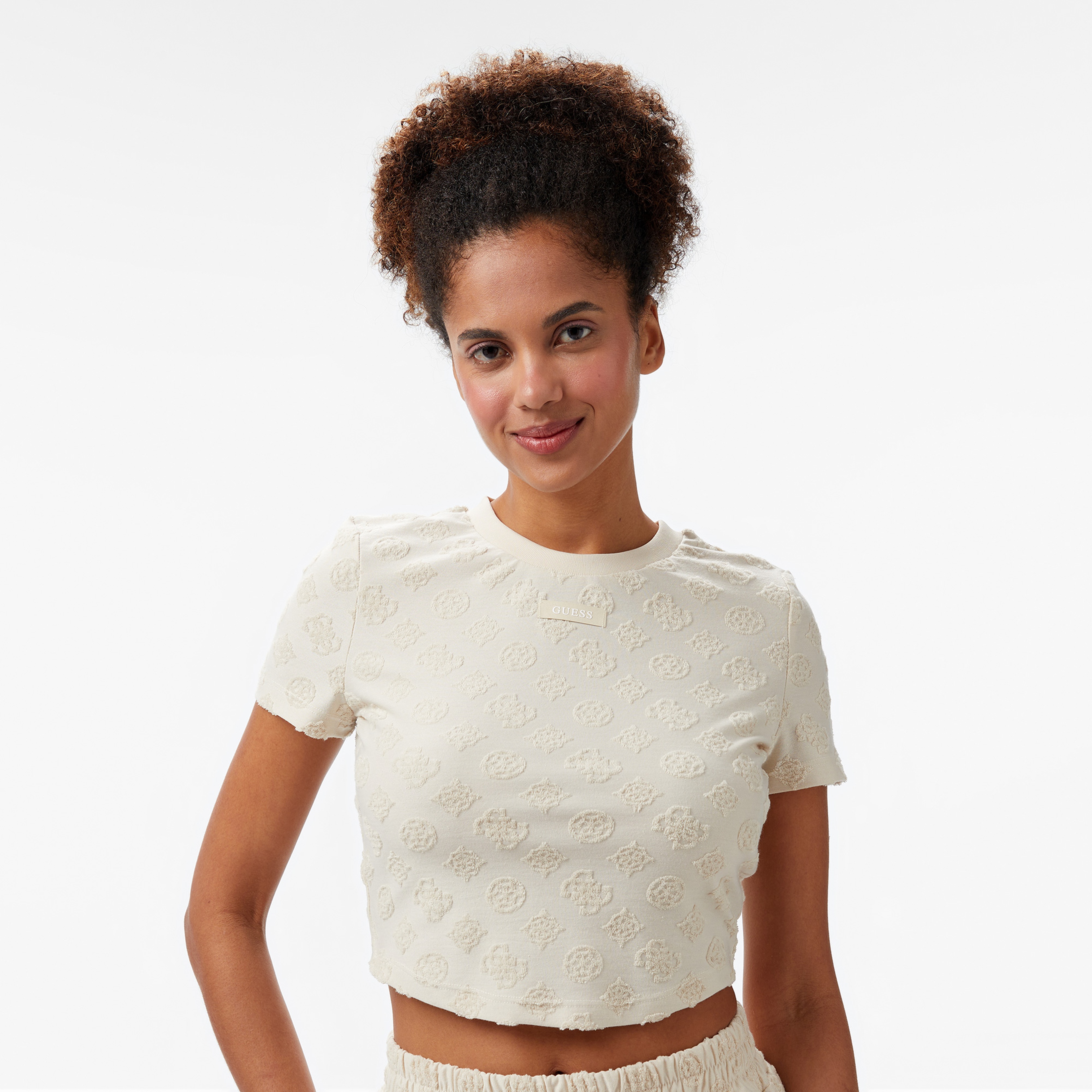 Guess Peony Jacquard Knit Kadın Renkli T-Shirt