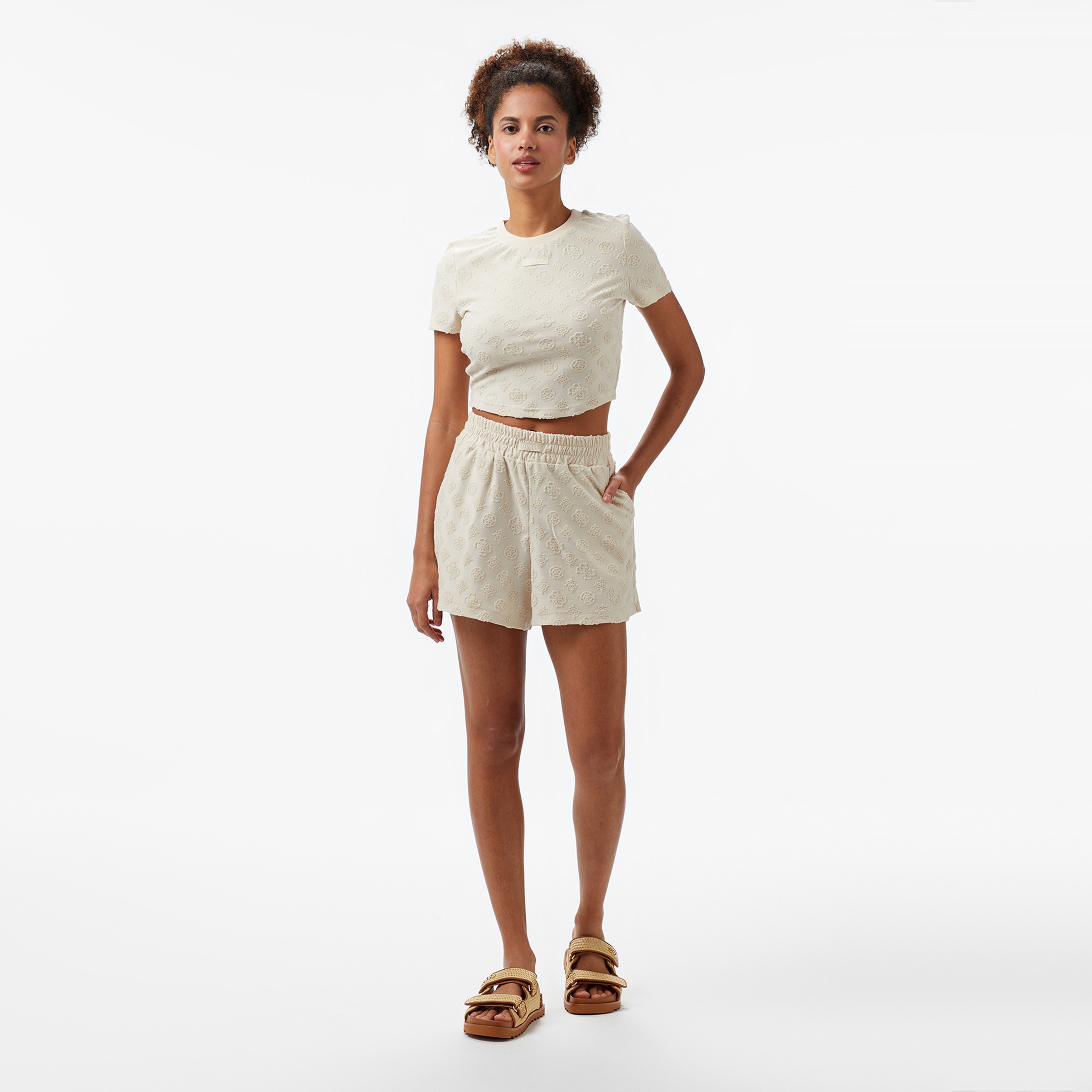 Guess Peony Jacquard Knit Kadın Renkli T-Shirt