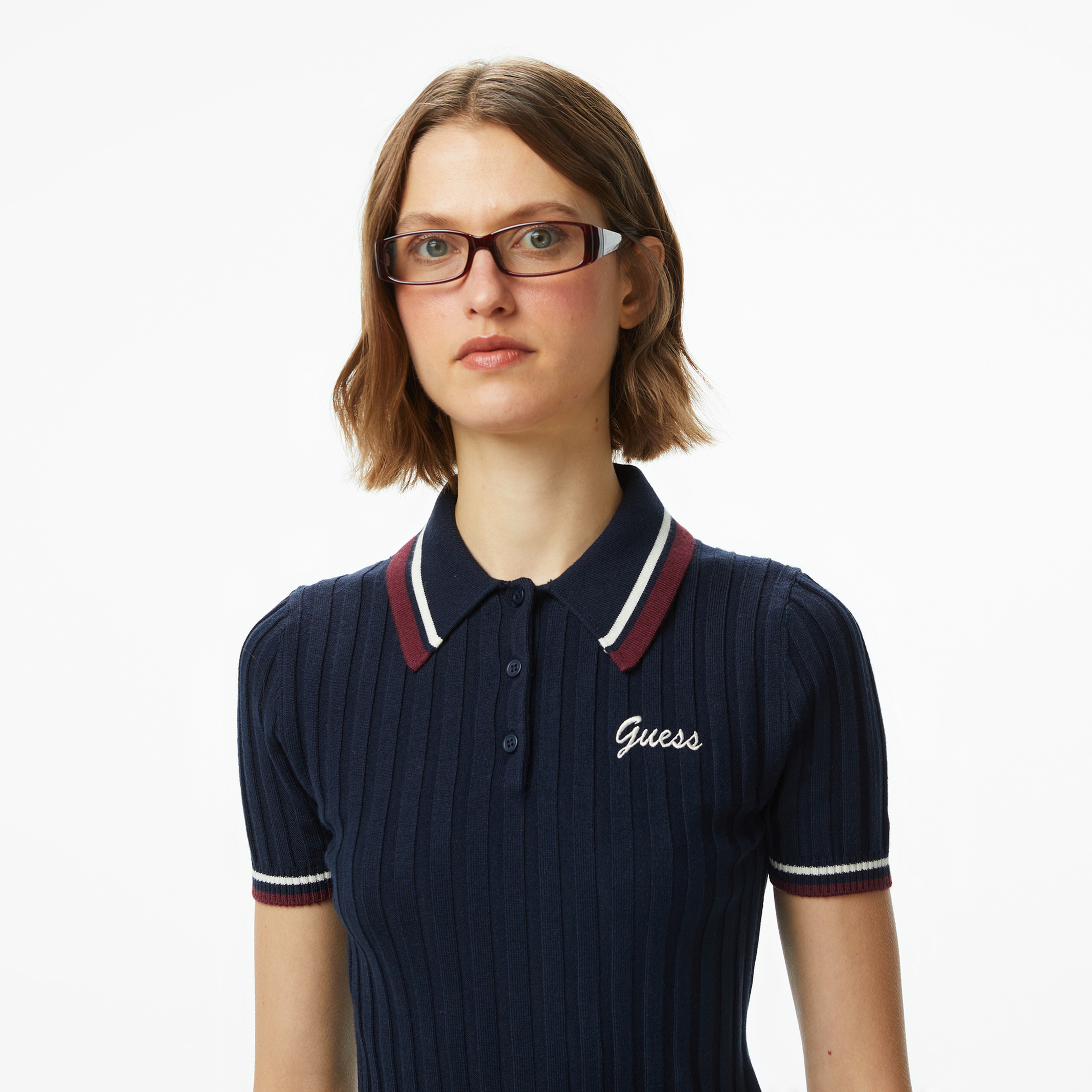 Guess Sabina Slim Fit Yün Karışımlı Kadın Lacivert Polo