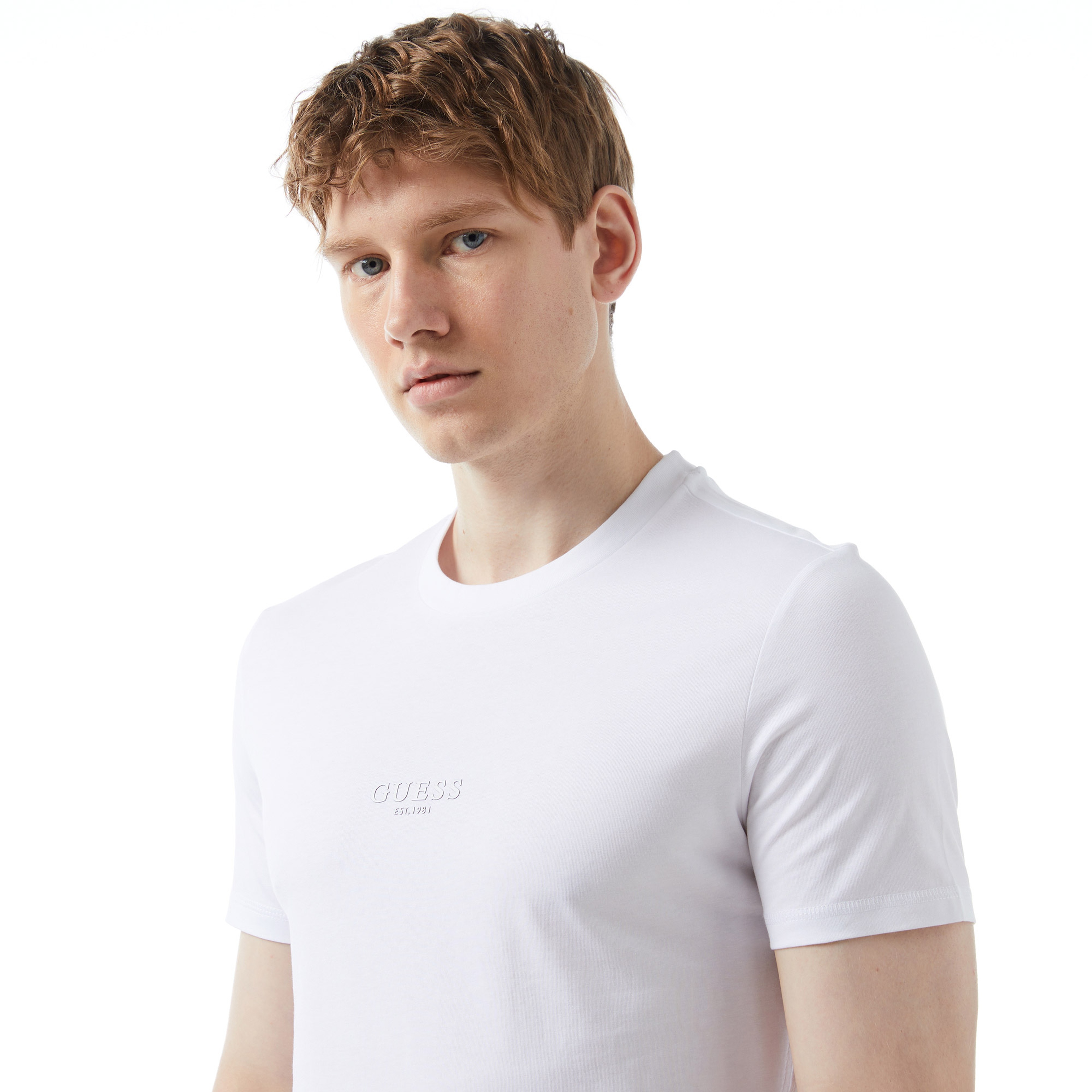 Guess Mid Organic Stream 180 Erkek Beyaz T-Shirt