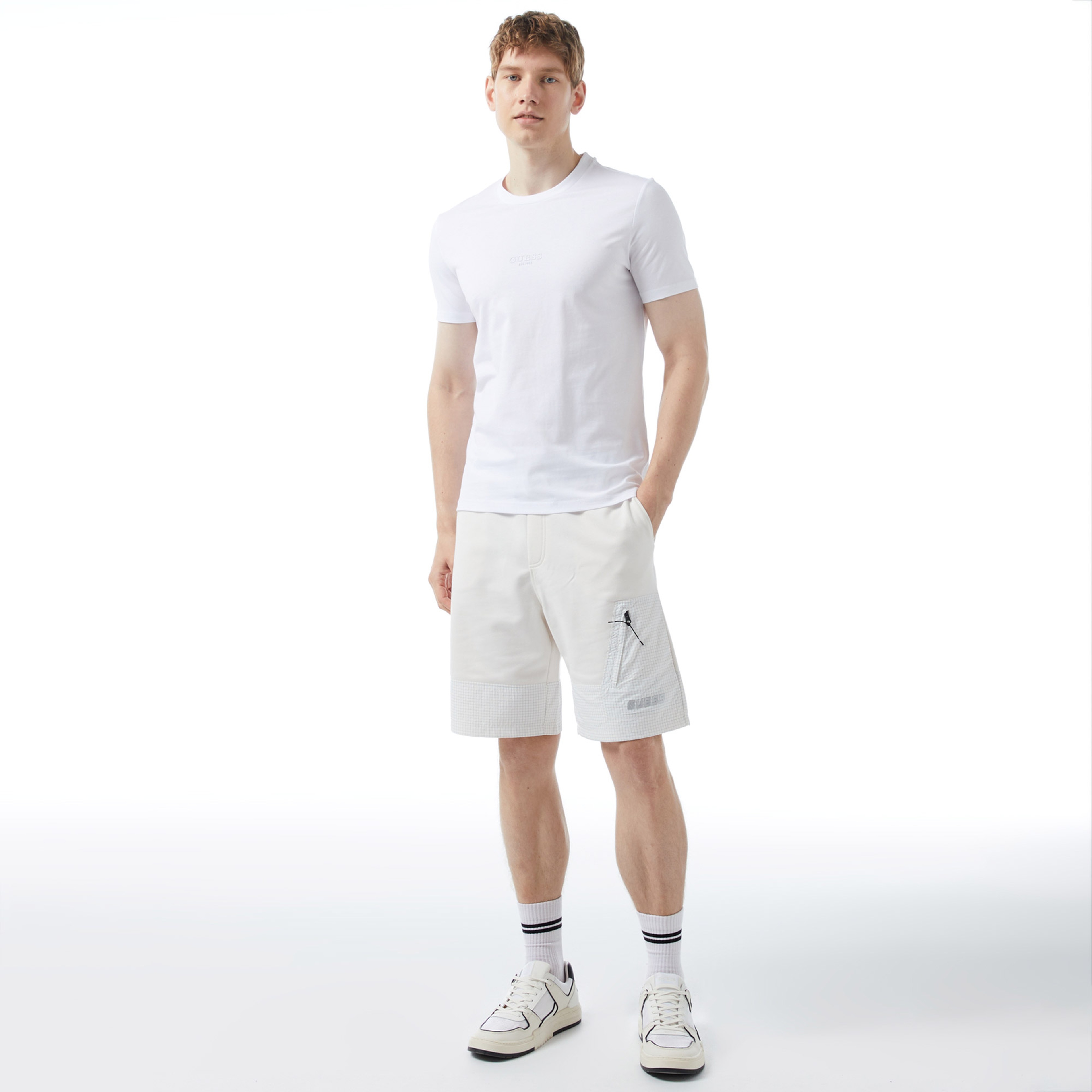 Guess Mid Organic Stream 180 Erkek Beyaz T-Shirt