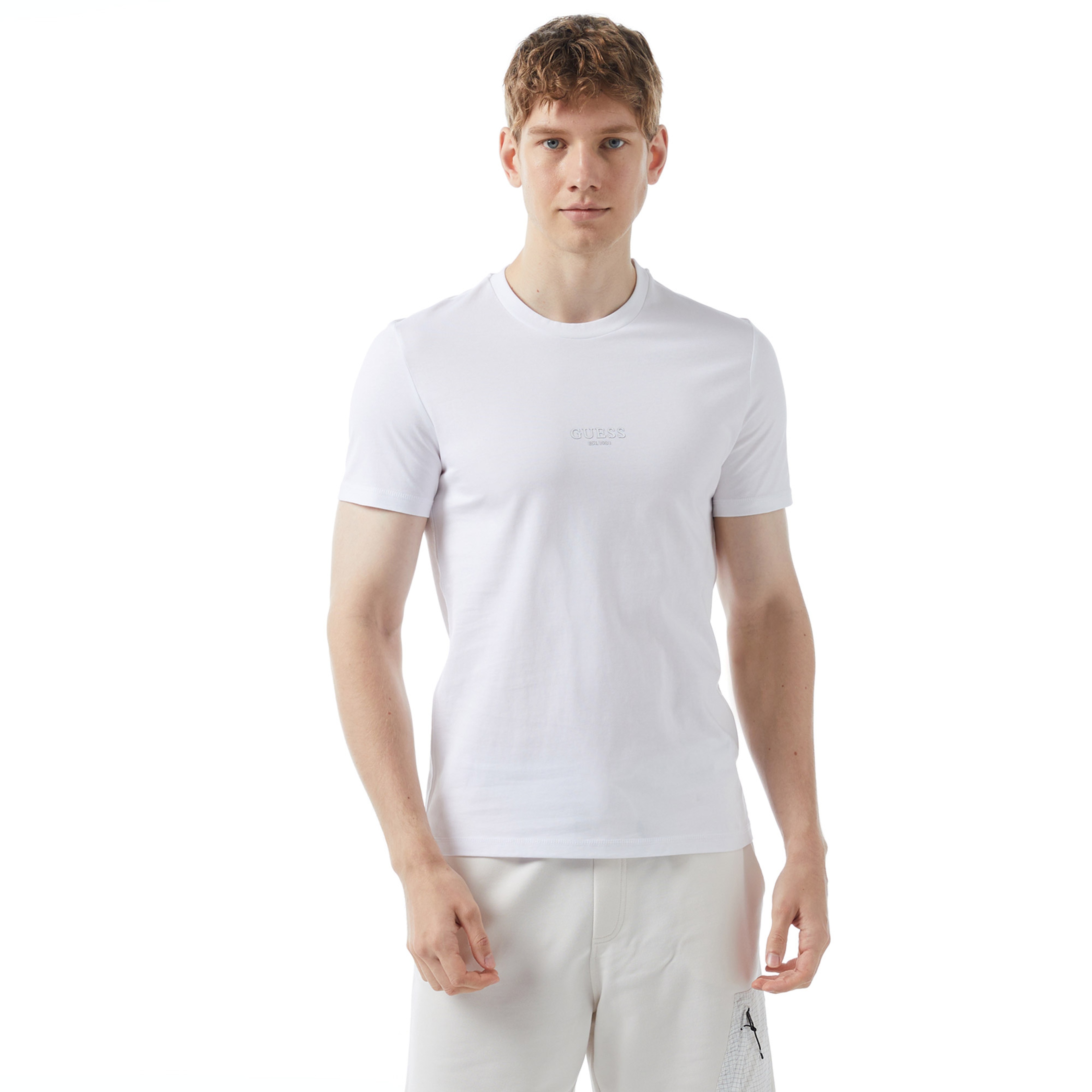 Guess Mid Organic Stream 180 Erkek Beyaz T-Shirt