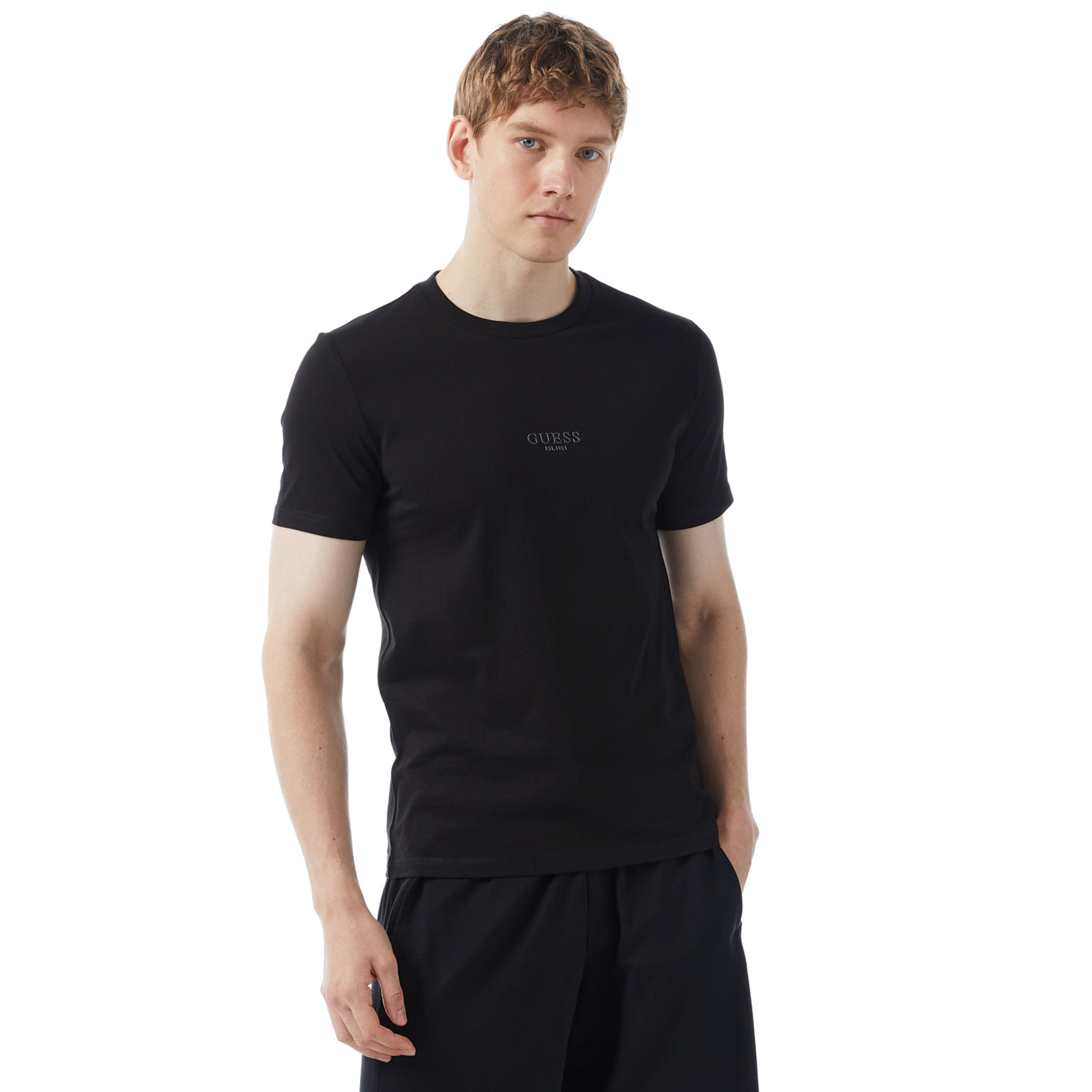 Guess Mid Organic Stream 180 Erkek Siyah T-Shirt