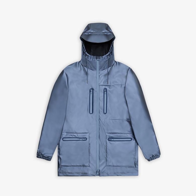 Rains Cargo Long W3 Unisex Mavi Yağmurluk