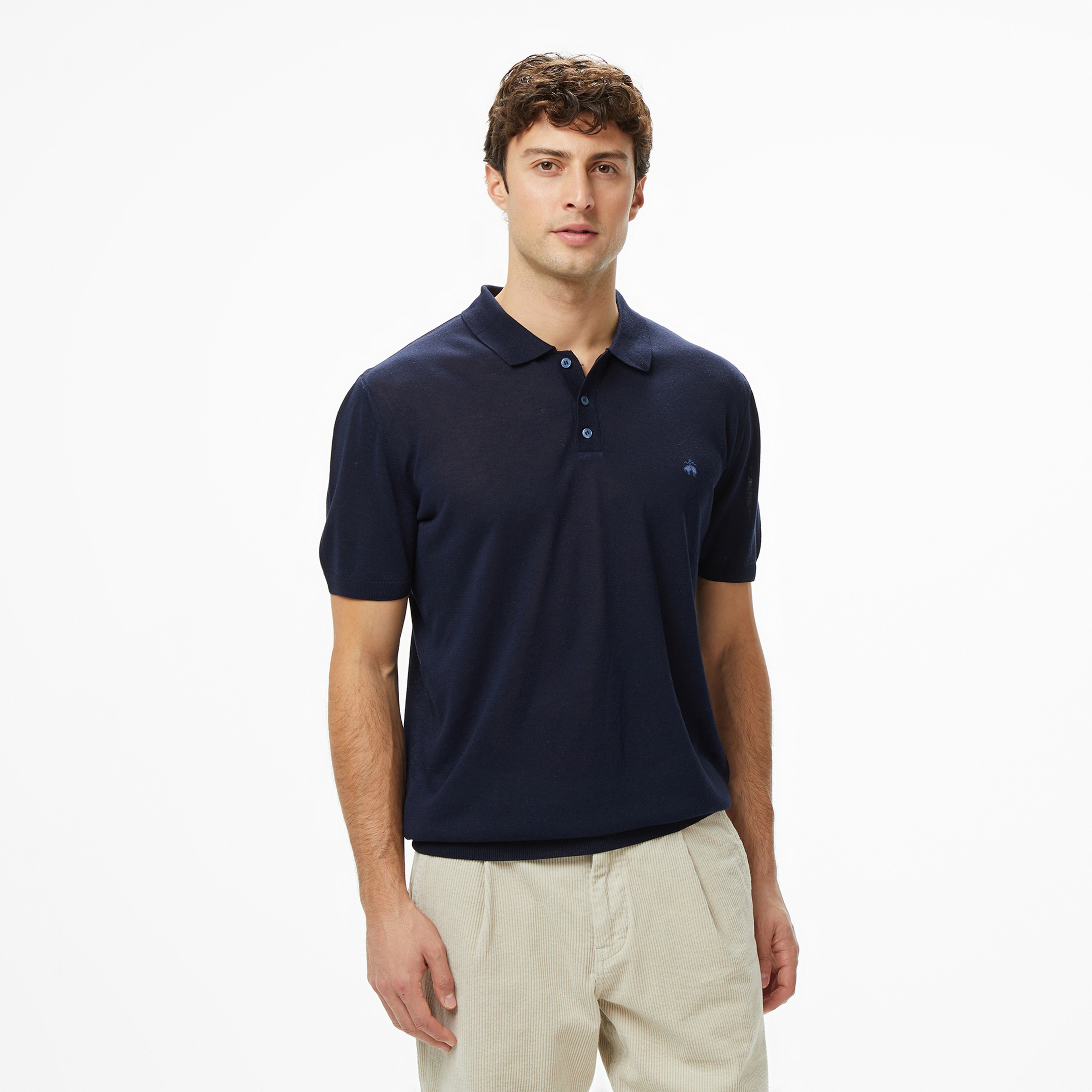 Brooks Brothers Keten Karışımlı Erkek Lacivert Polo