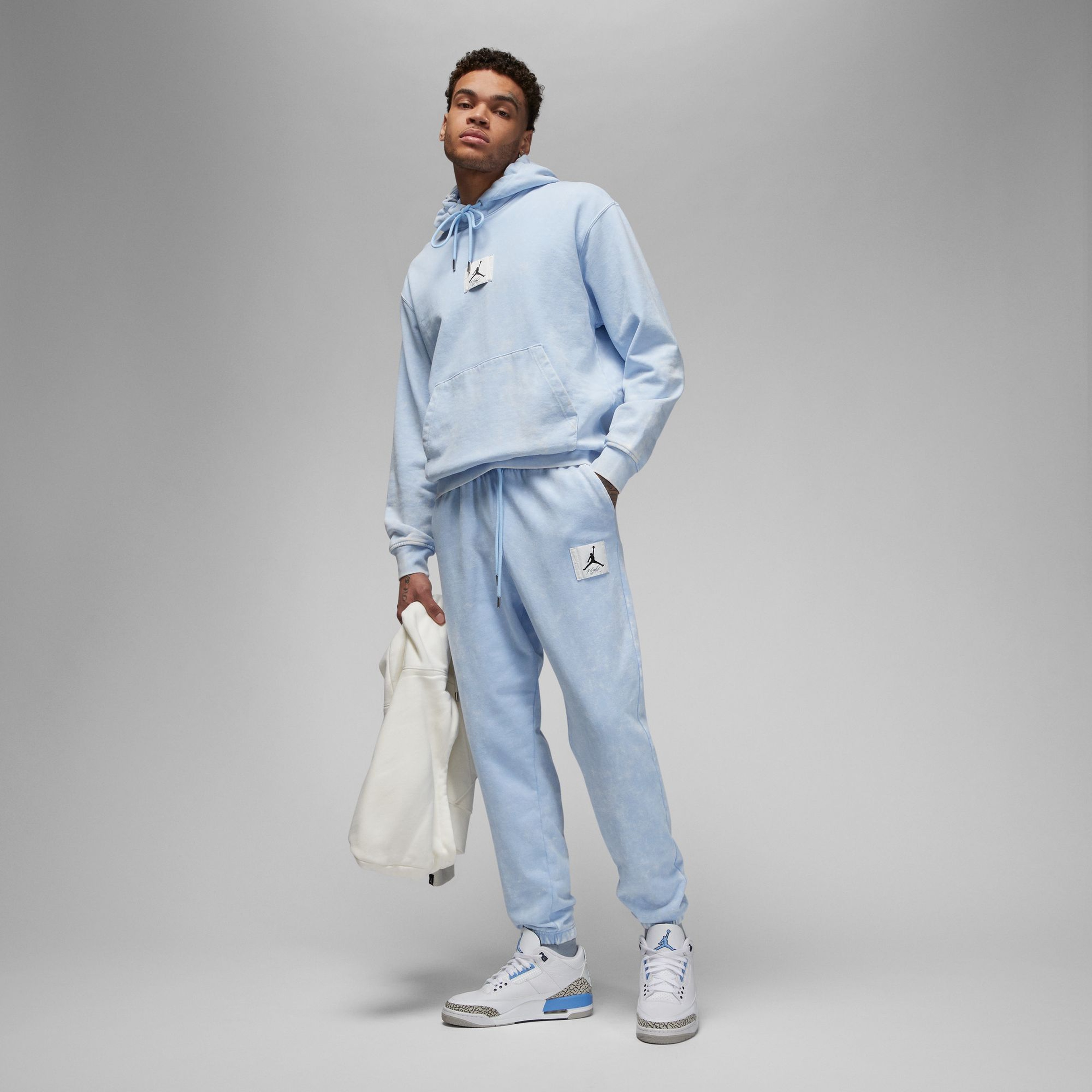 Jordan M J Ess Stmt Wash Flc Po Erkek Mavi Sweatshirt