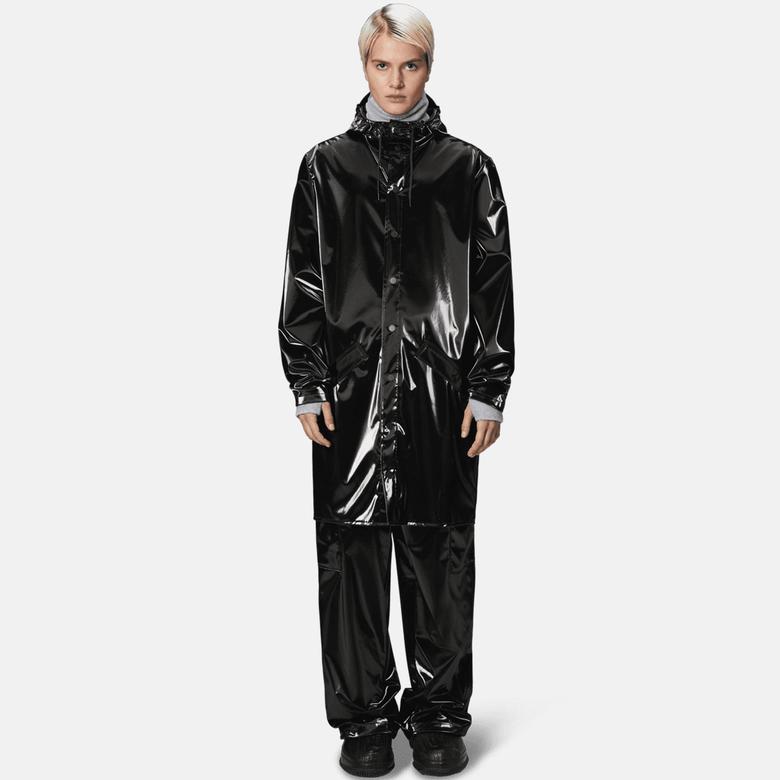 Rains Long Jacket W3 Unisex Siyah Yağmurluk