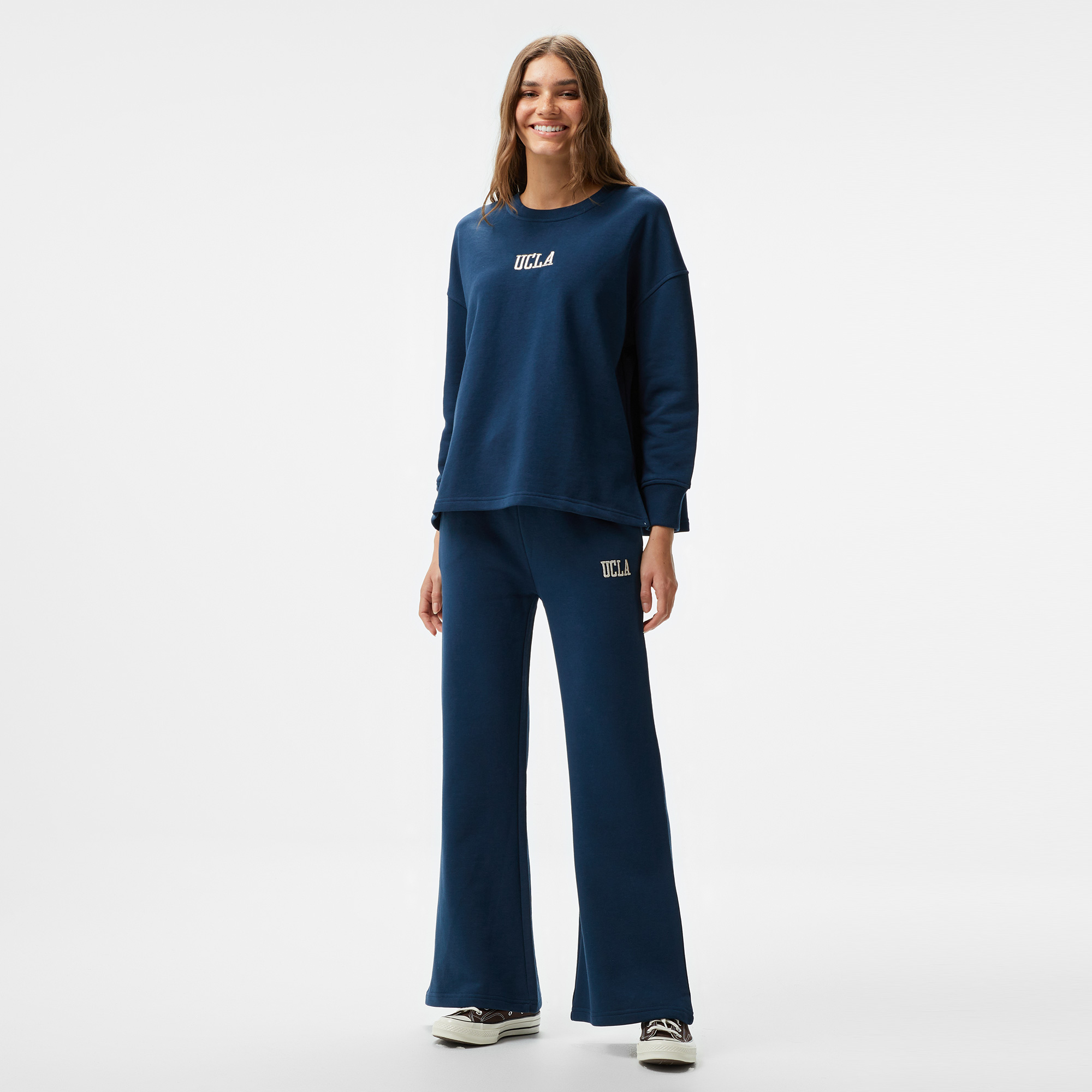 Ucla Olvera Nakışlı Kadın Lacivert Bisiklet Yaka Sweatshirt