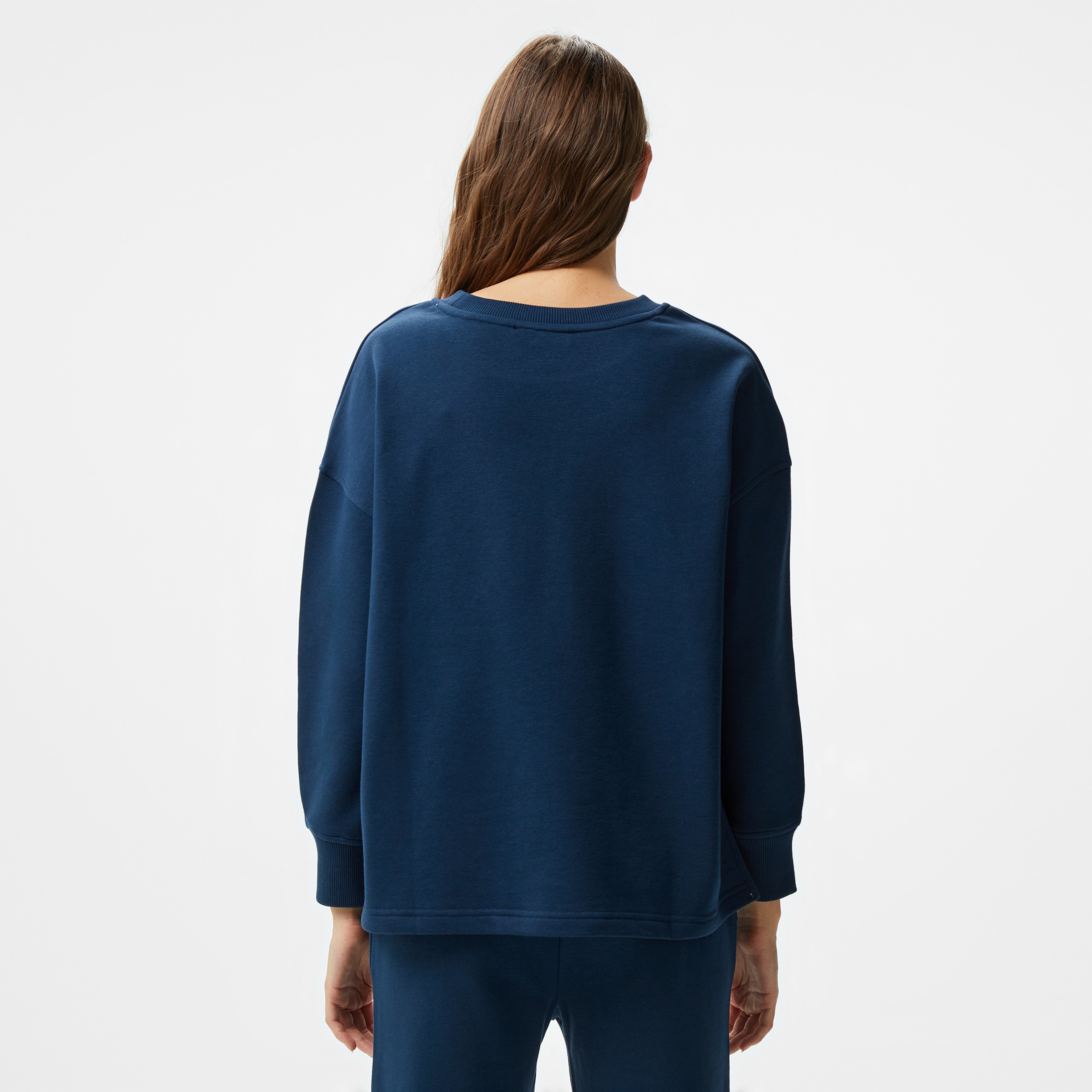 Ucla Olvera Nakışlı Kadın Lacivert Bisiklet Yaka Sweatshirt