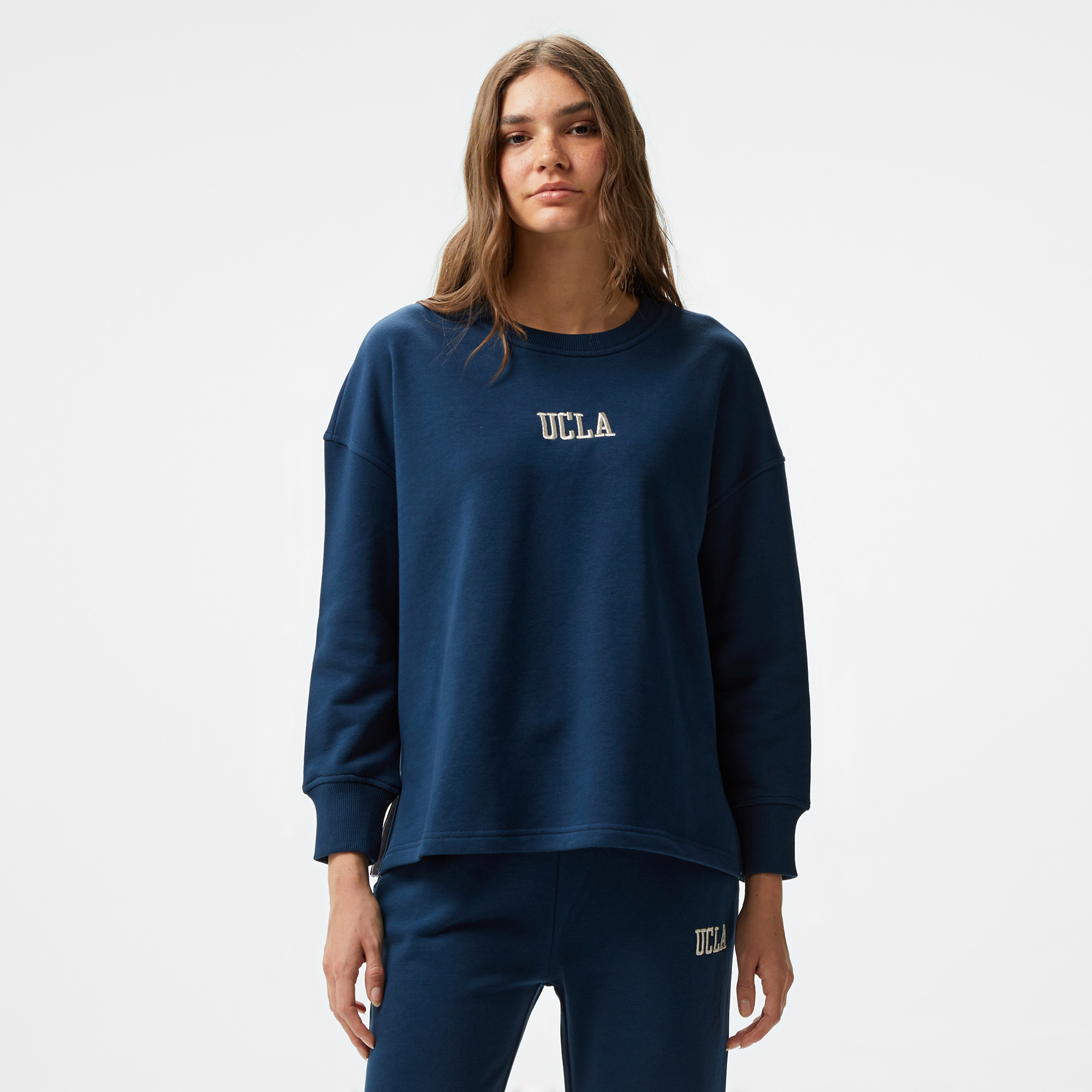 Ucla Olvera Nakışlı Kadın Lacivert Bisiklet Yaka Sweatshirt