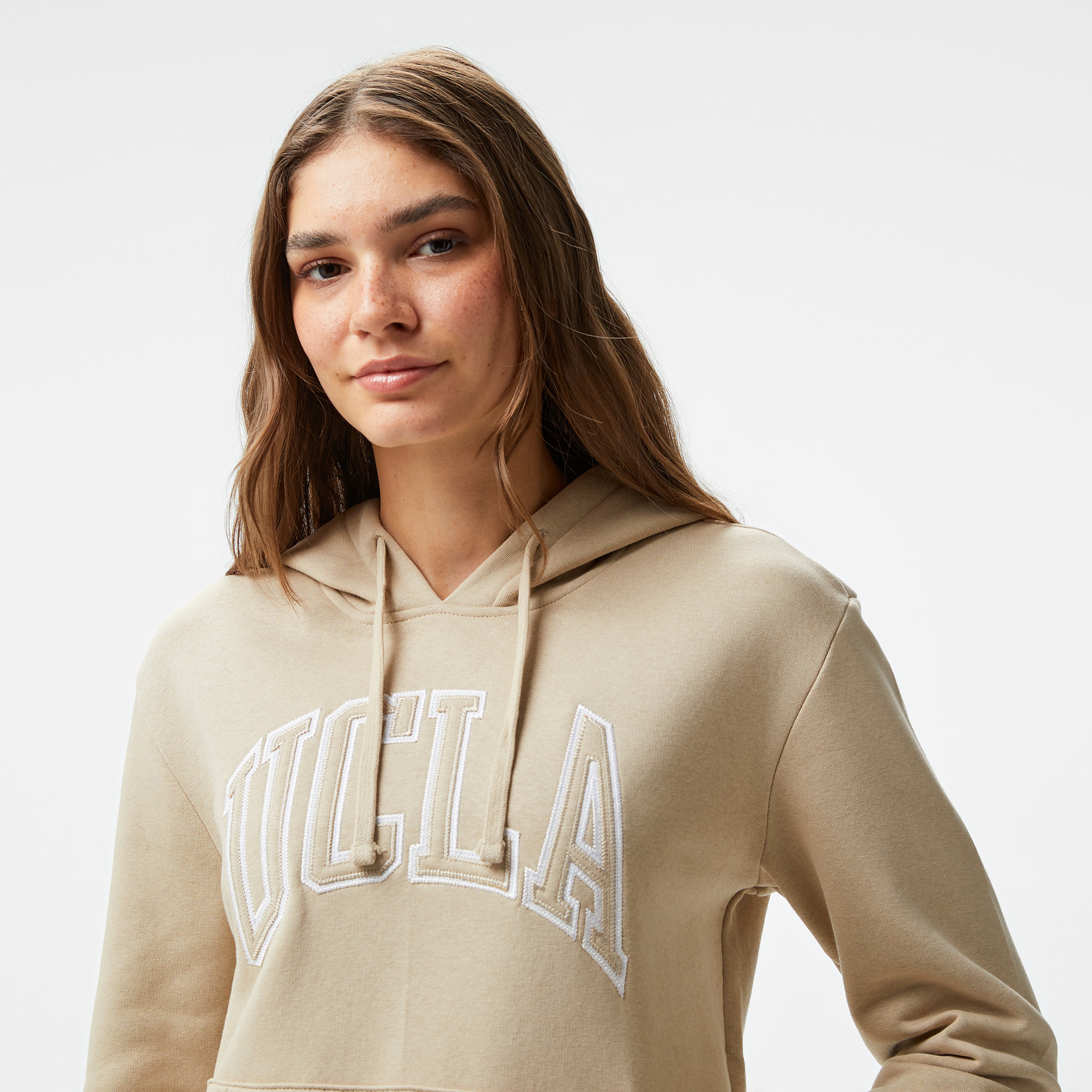 Ucla Riley Nakışlı Kadın Gri Hoodie