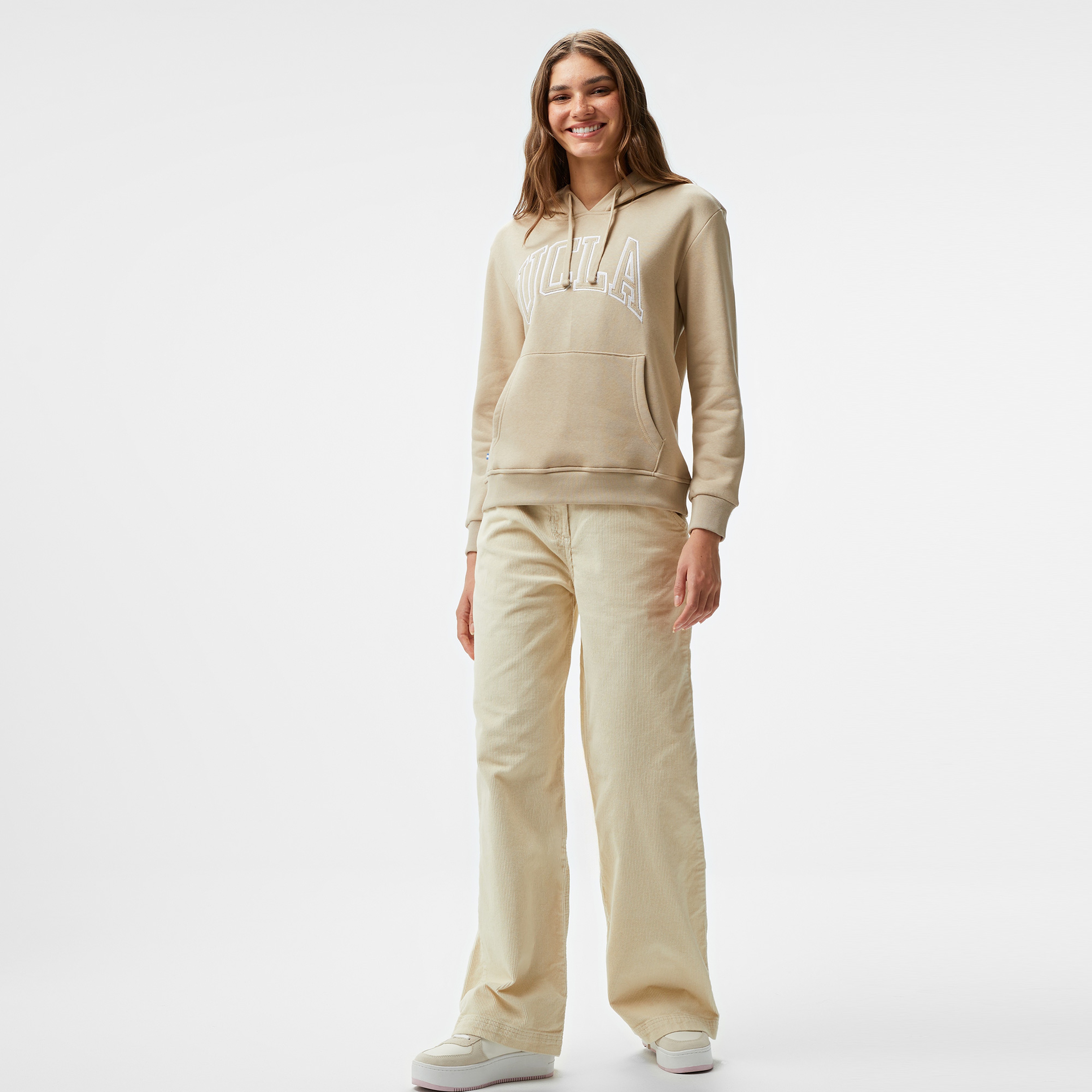 Ucla Riley Nakışlı Kadın Gri Hoodie