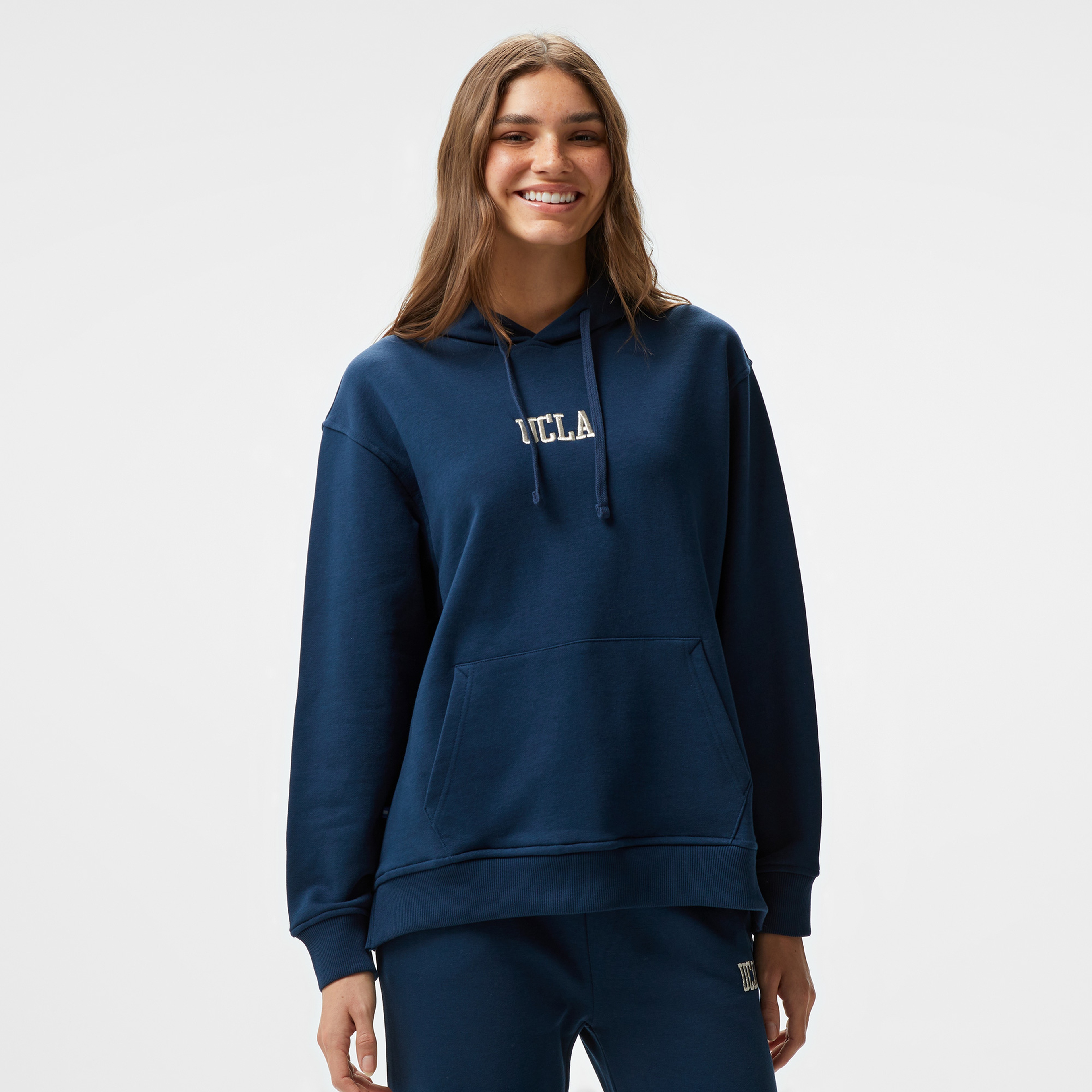 Ucla Jess Nakışlı Kadın Lacivert Kapüşonlu Sweatshirt