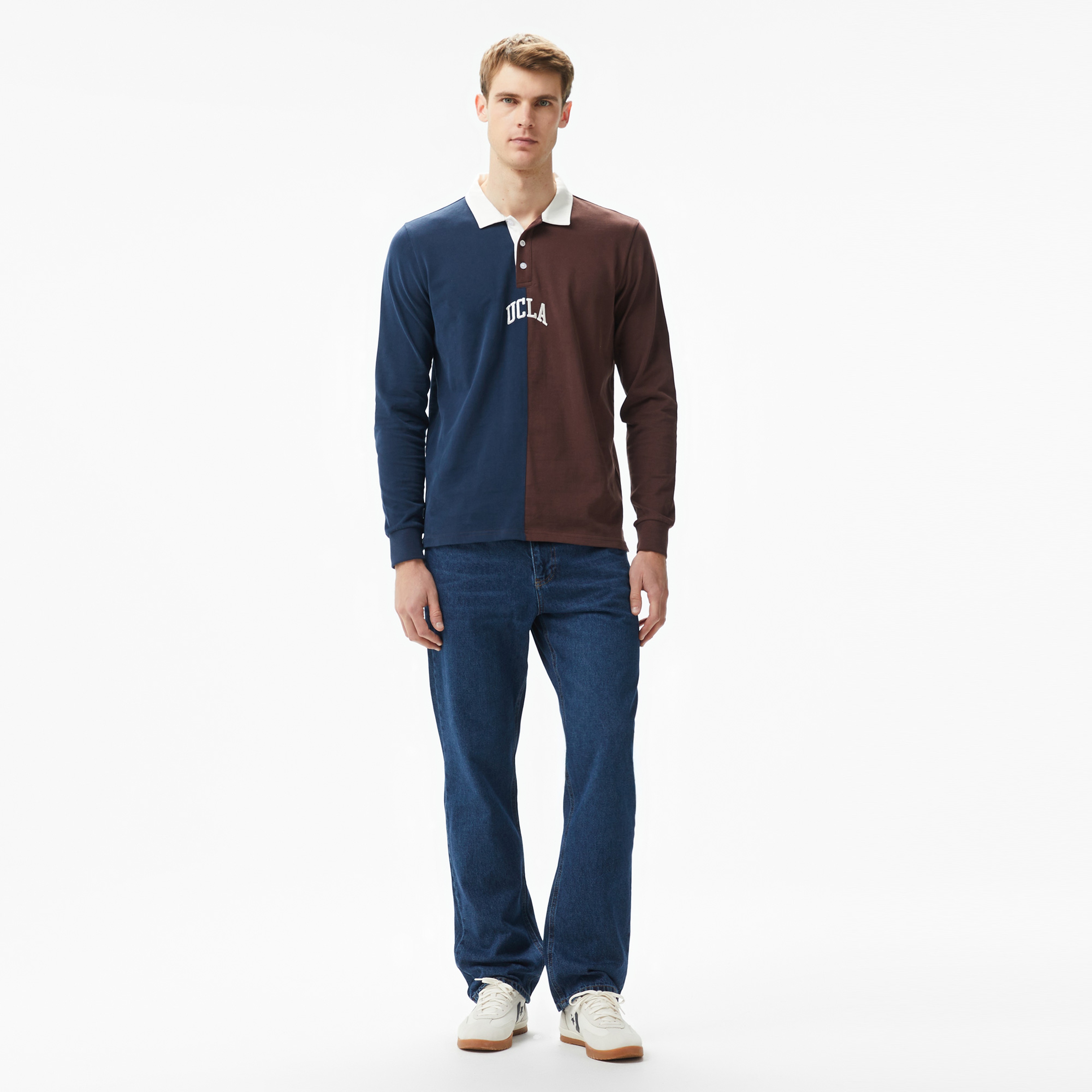 Ucla Clark Polo Yaka Erkek Lacivert Polo Yaka Sweatshirt