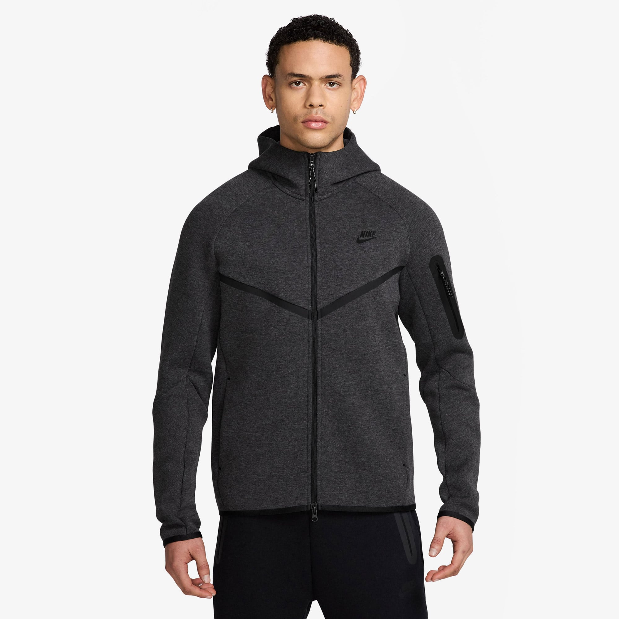 Nike Tech Fleece Erkek Gri Kapüşonlu Hoodie