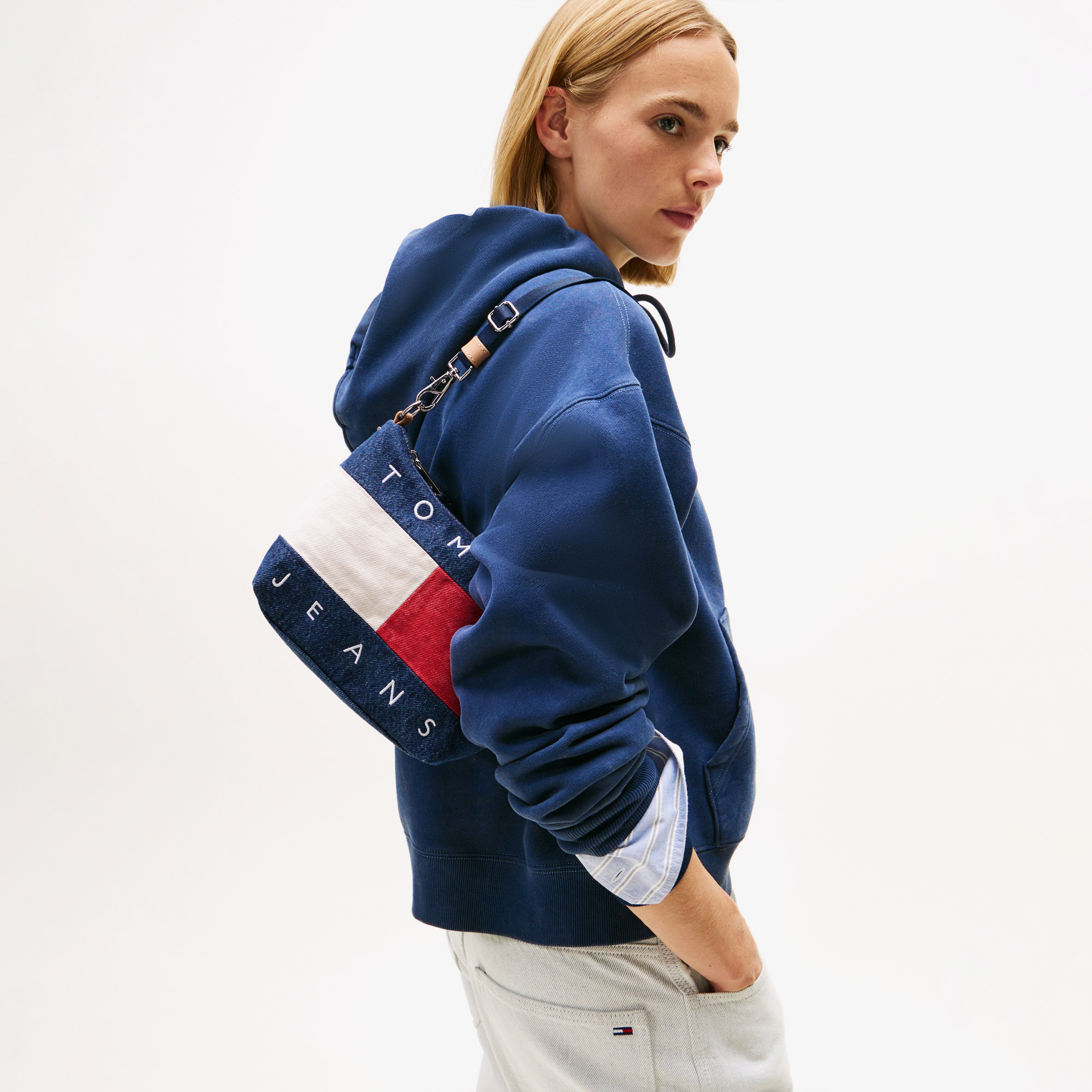 Tommy Jeans Archive Denim Kadın Mavi Omuz Çantası
