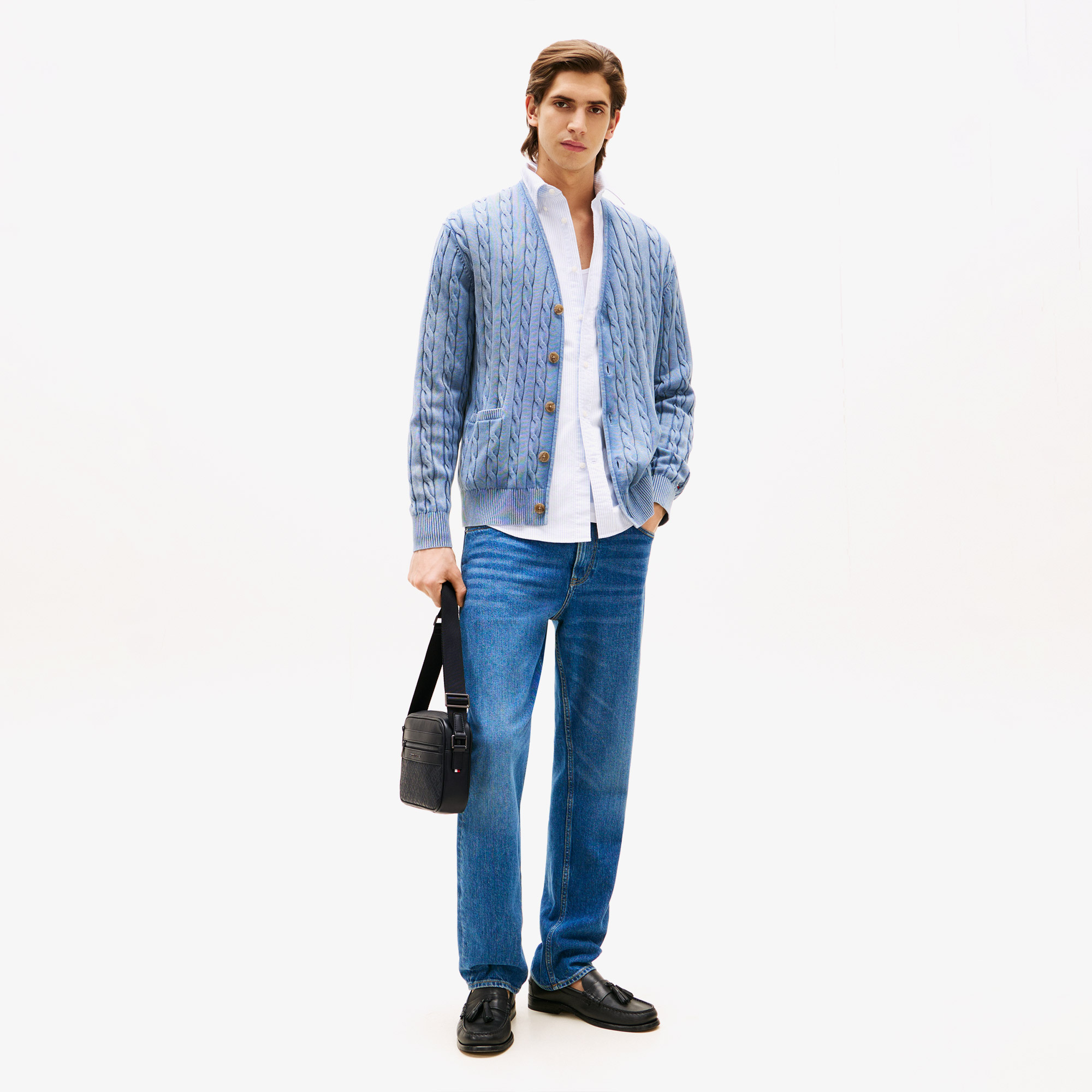 Tommy Hilfiger Monogram Reporter Erkek Siyah Çapraz Çanta
