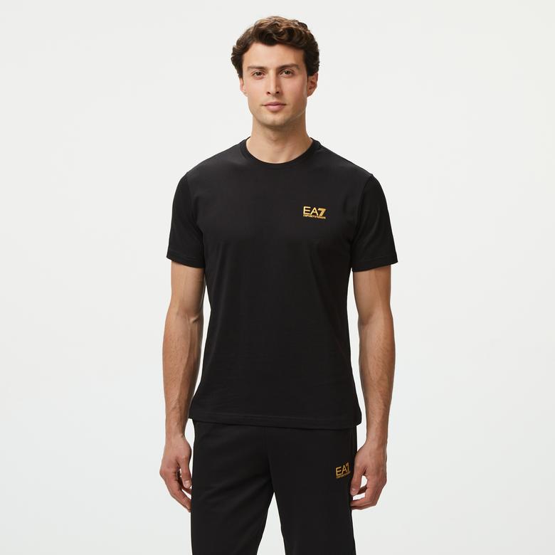 EA7 Erkek Siyah Bisiklet Yaka T-Shirt