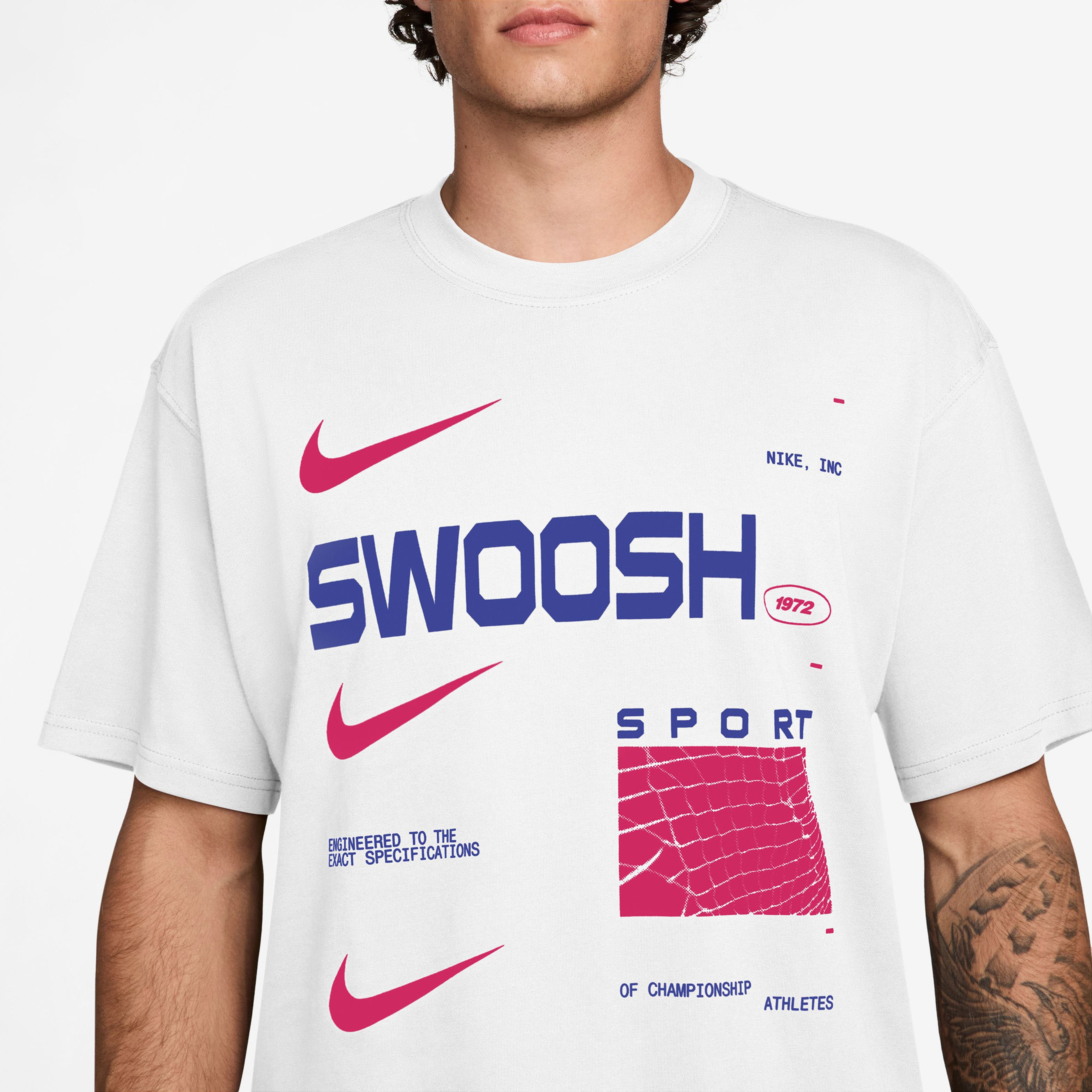 Nike Sportswear M90 Swoosh Sport Erkek Beyaz T-Shirt