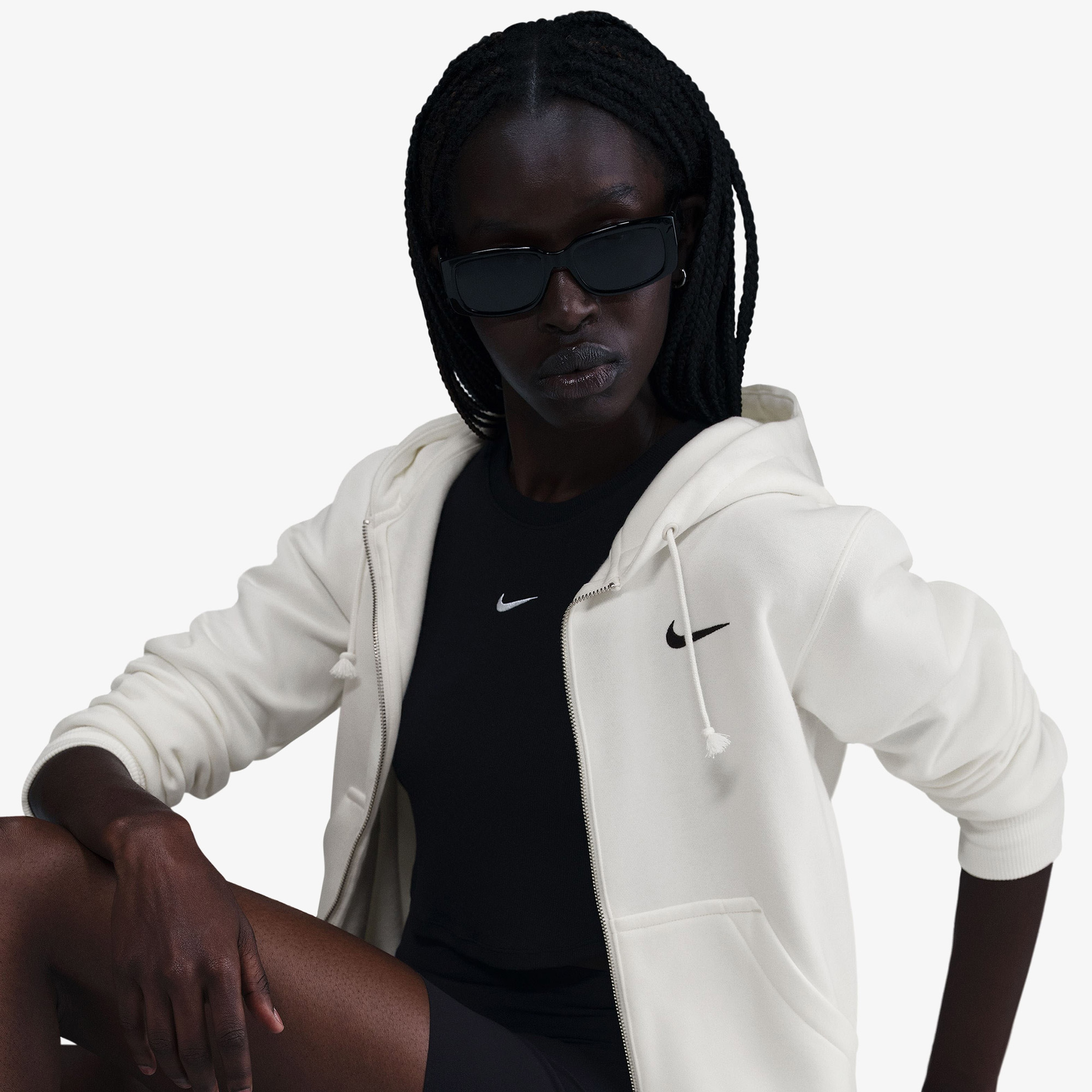 Nike Sportswear Phoenix Fleece Kadın Krem Rengi Kapüşonlu Hoodie