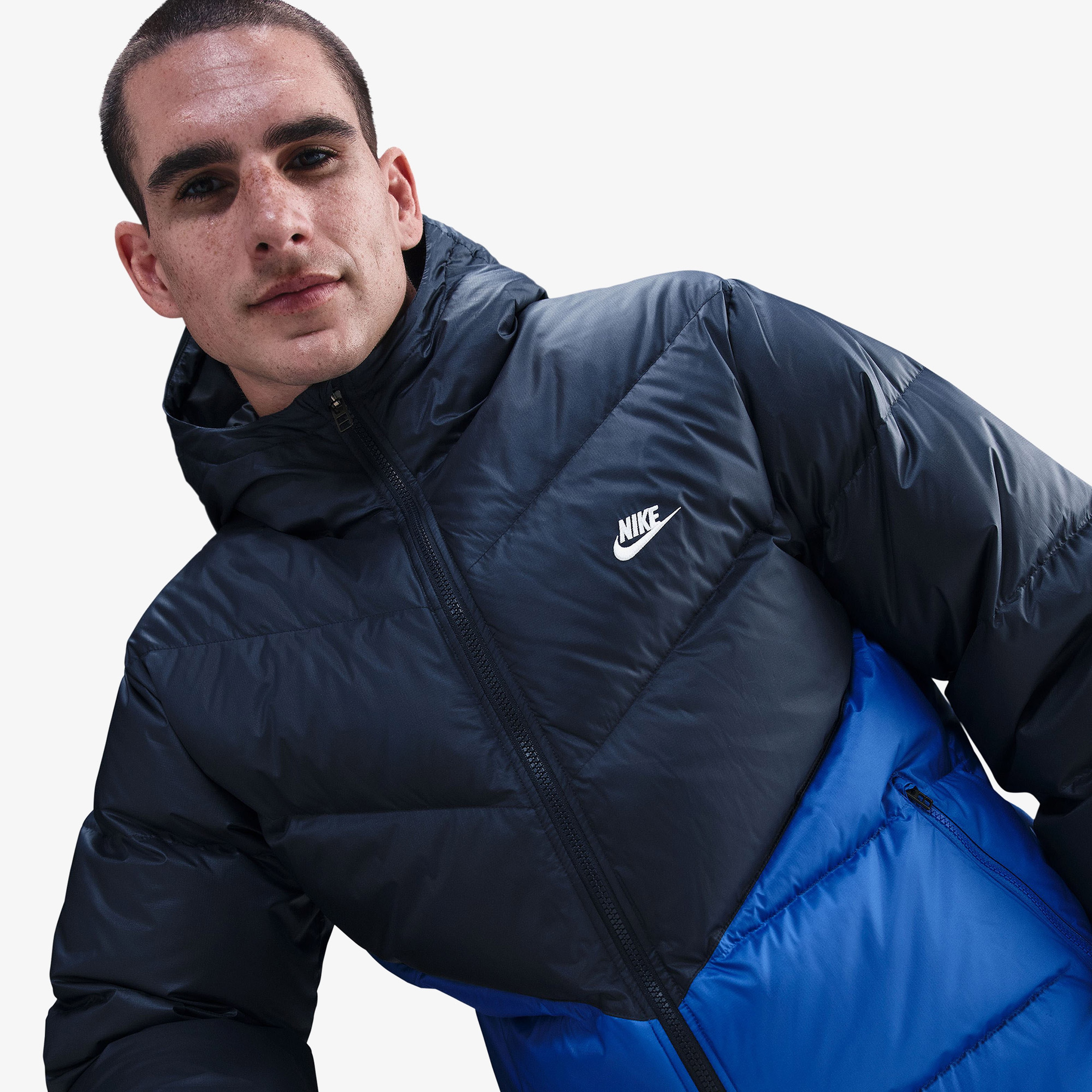 Nike Windrunner Statement Down Erkek Mavi Mont