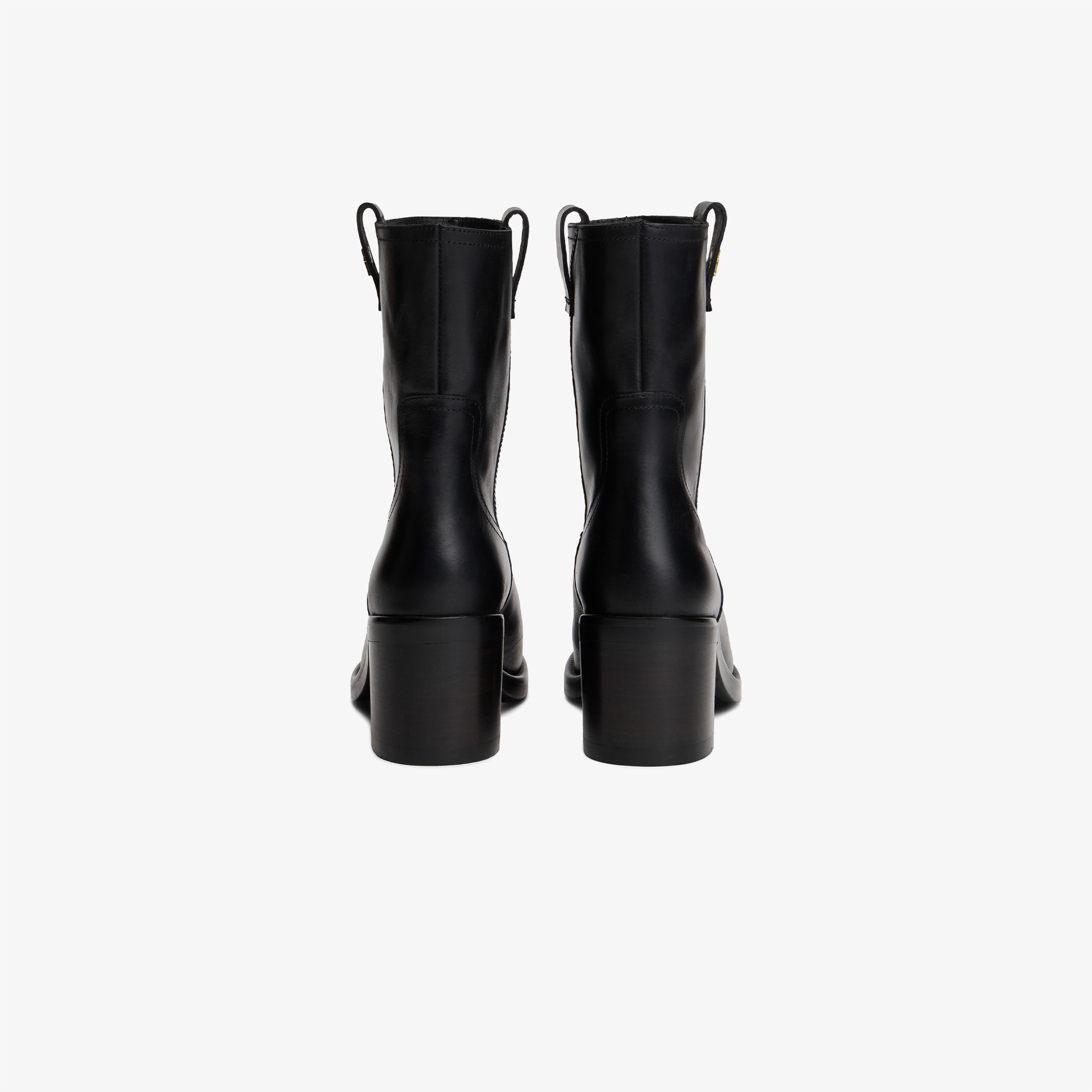 Tommy Hilfiger Riding Leather Mid Block Heel Kadın Siyah Bot
