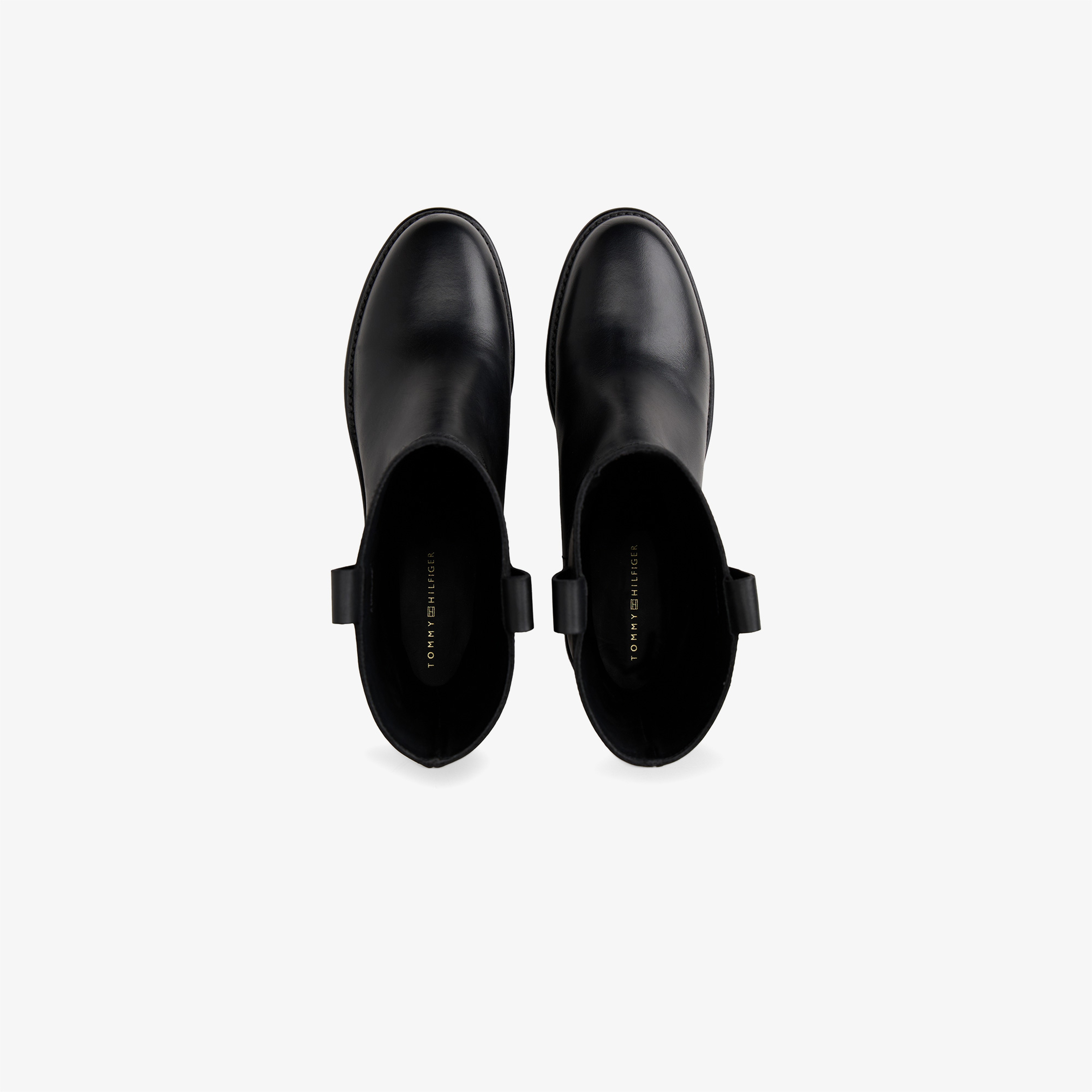 Tommy Hilfiger Riding Leather Mid Block Heel Kadın Siyah Bot