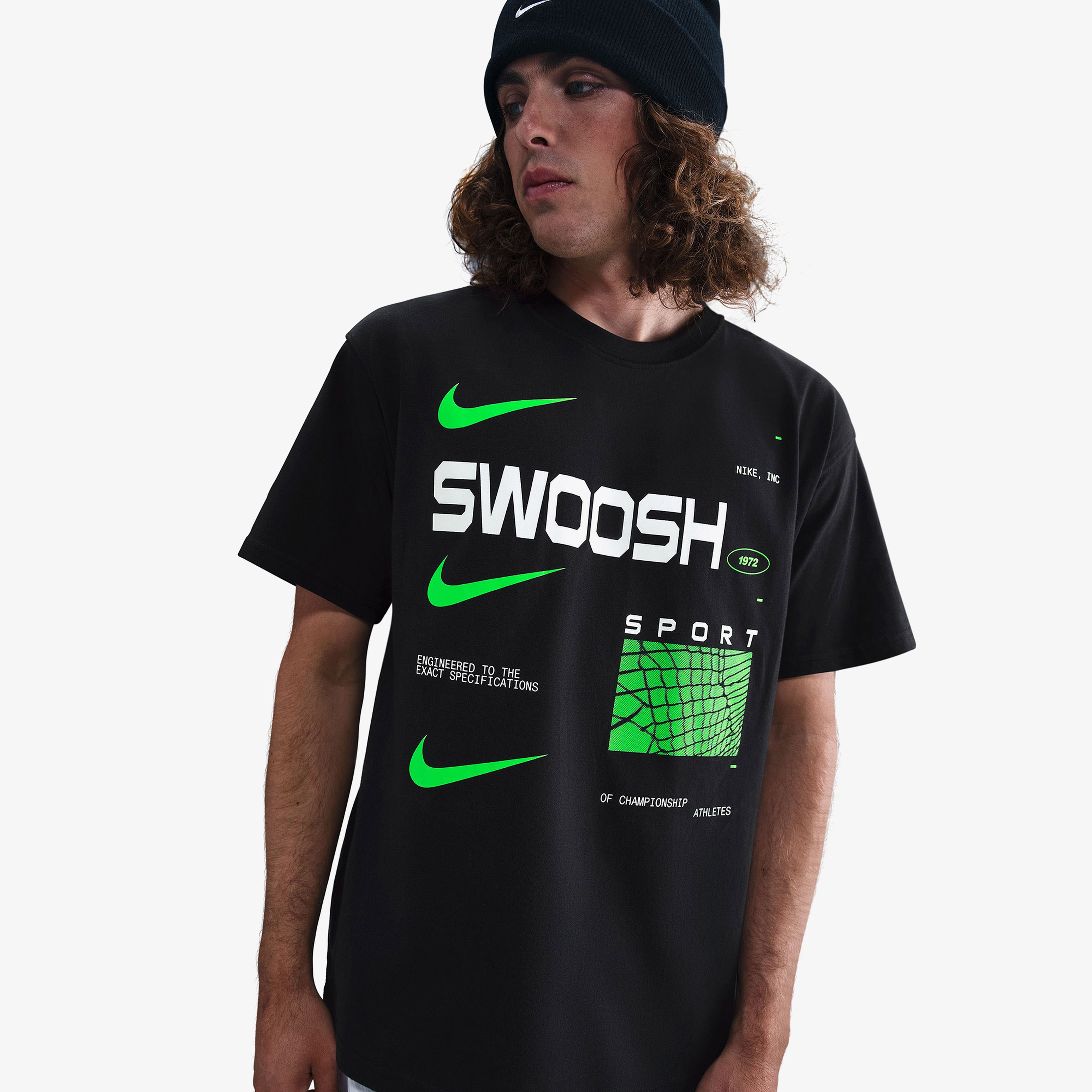 Nike Sportswear M90 Swoosh Sport Erkek Siyah T-Shirt