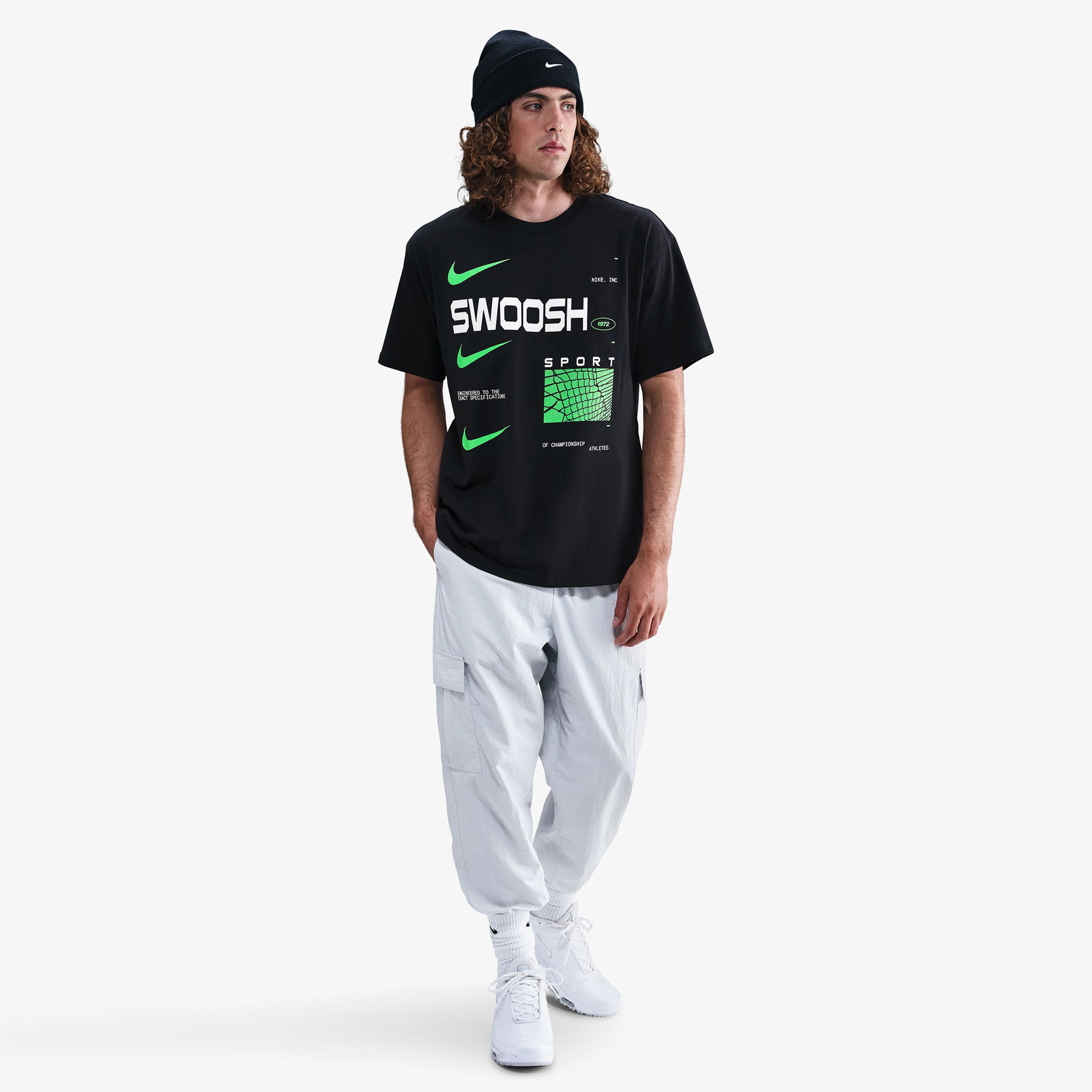 Nike Sportswear M90 Swoosh Sport Erkek Siyah T-Shirt