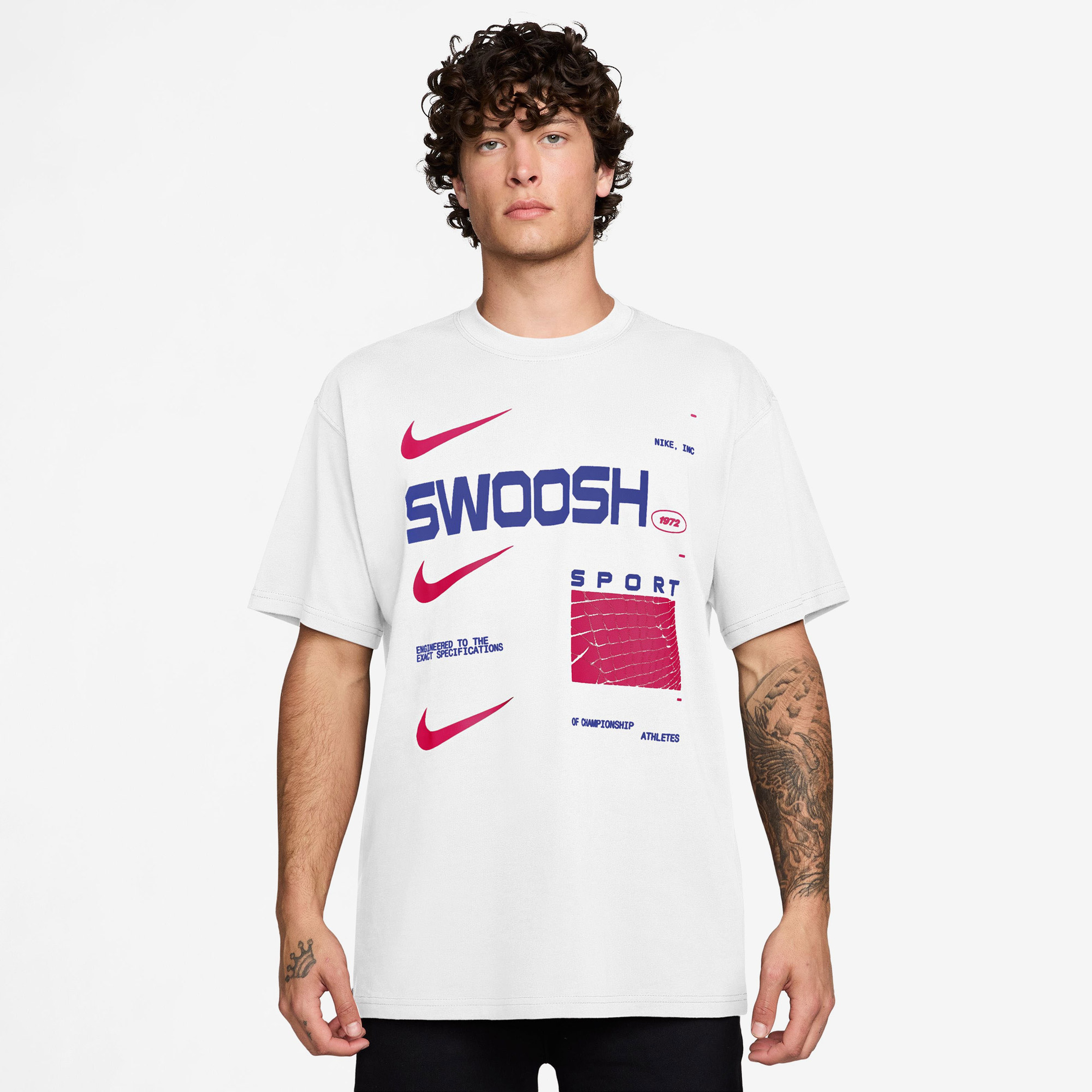 Nike Sportswear M90 Swoosh Sport Erkek Beyaz T-Shirt