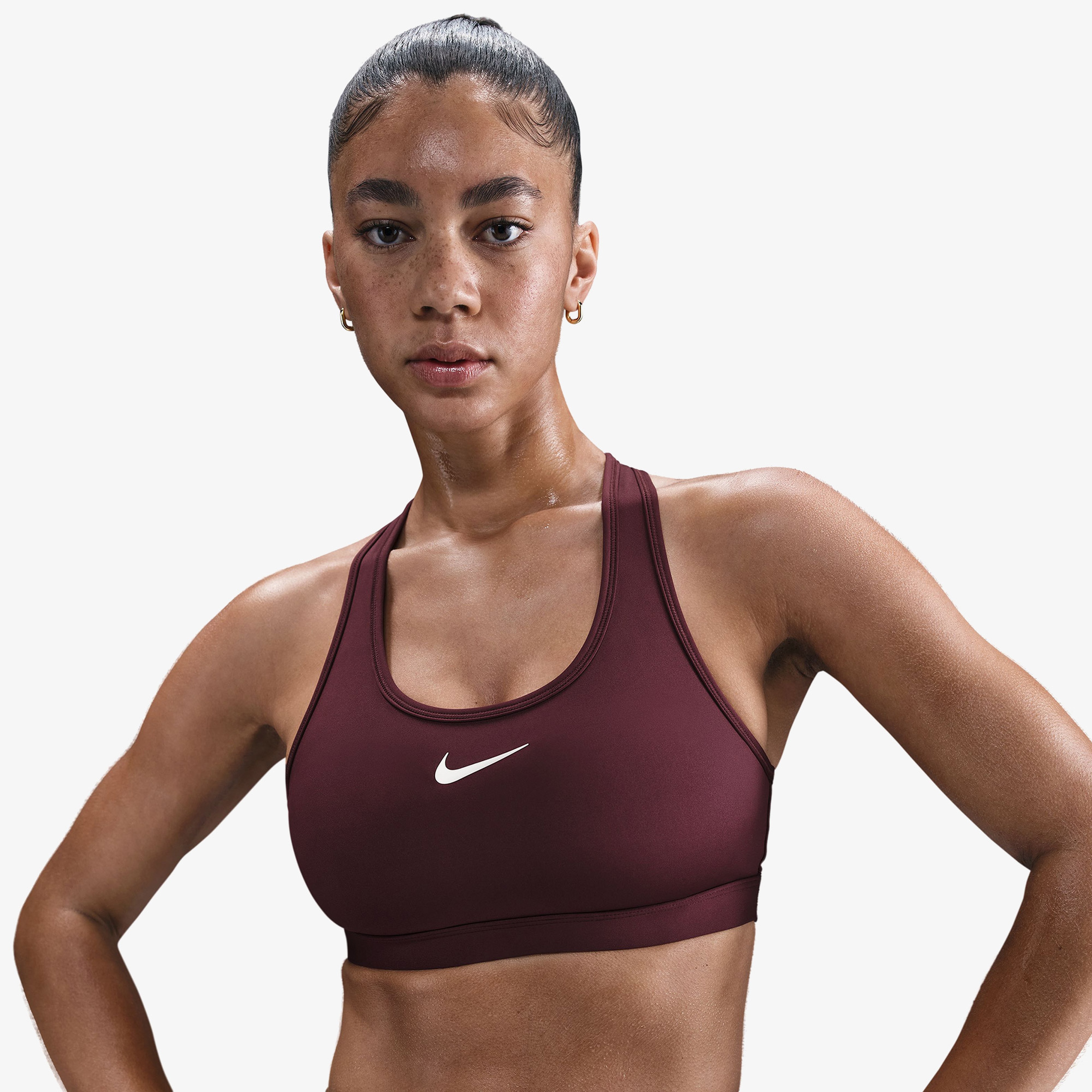 Nike Swoosh Medium Support Kadın Bordo Bra