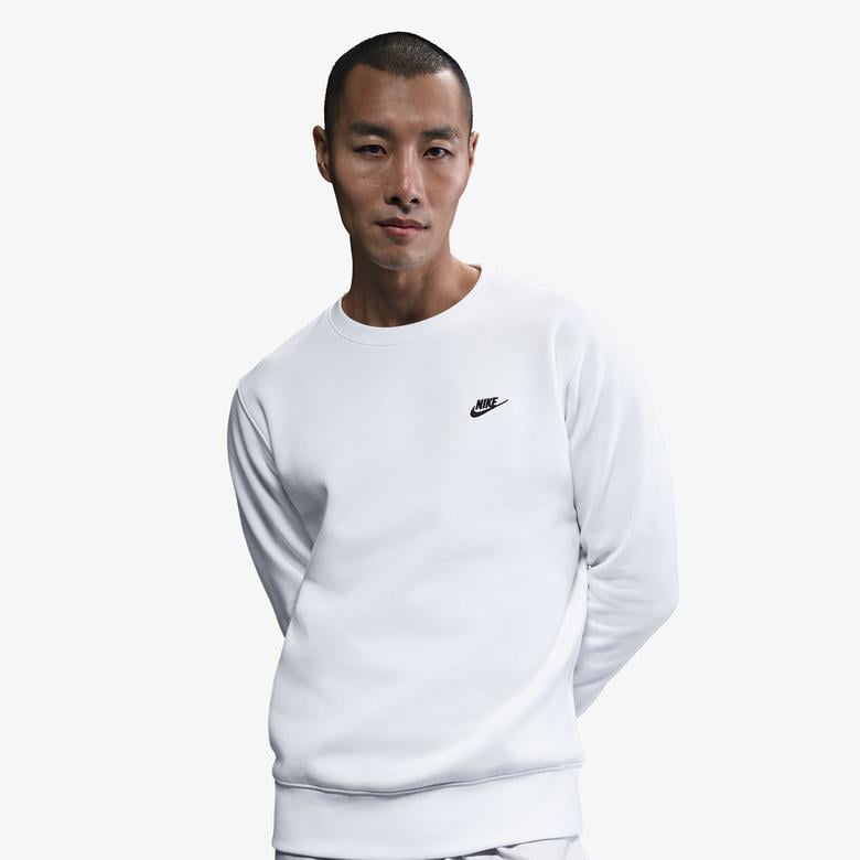 Nike Club Fleece Crew Erkek Beyaz Sweatshirt