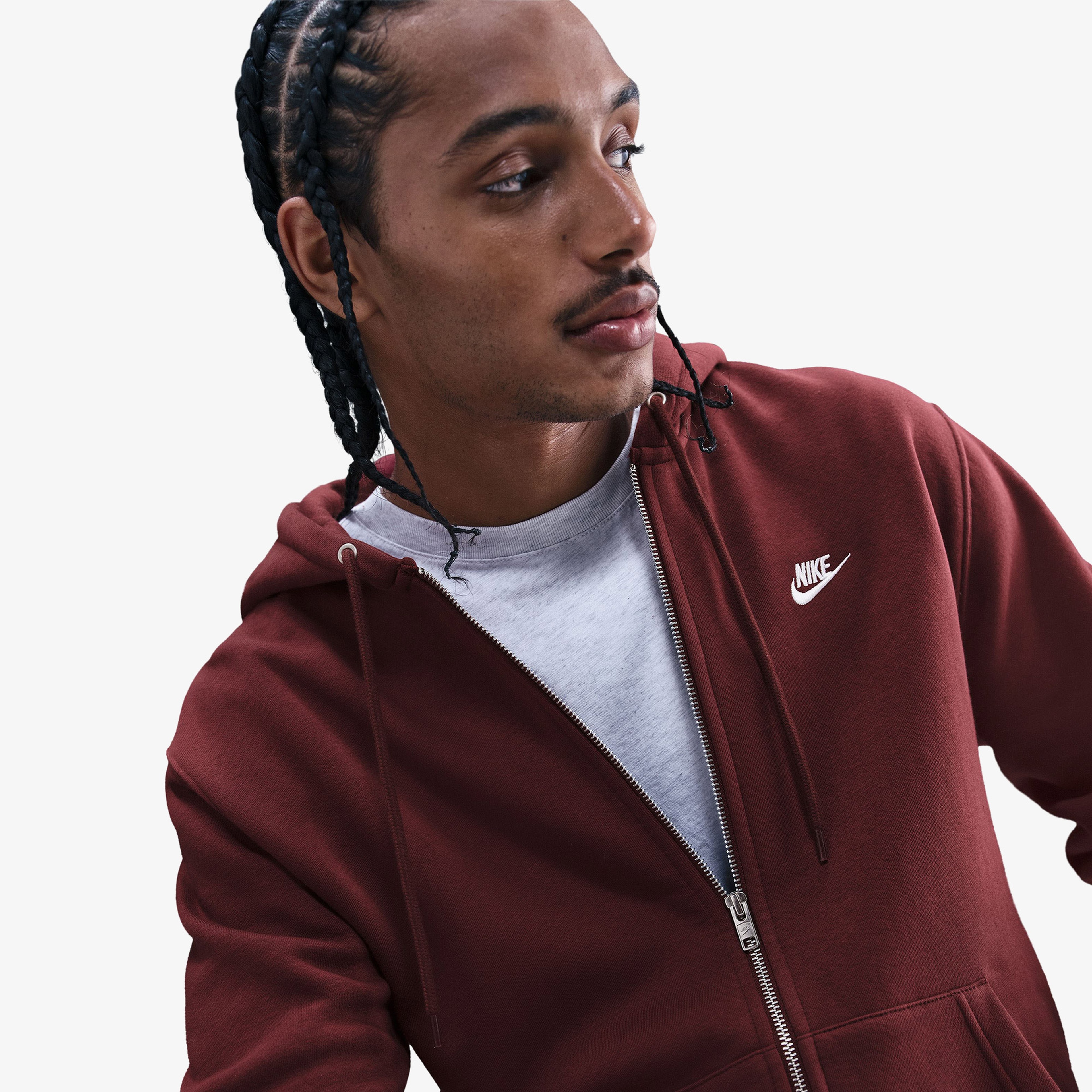 Nike Club Erkek Bordo Kapüşonlu Hoodie