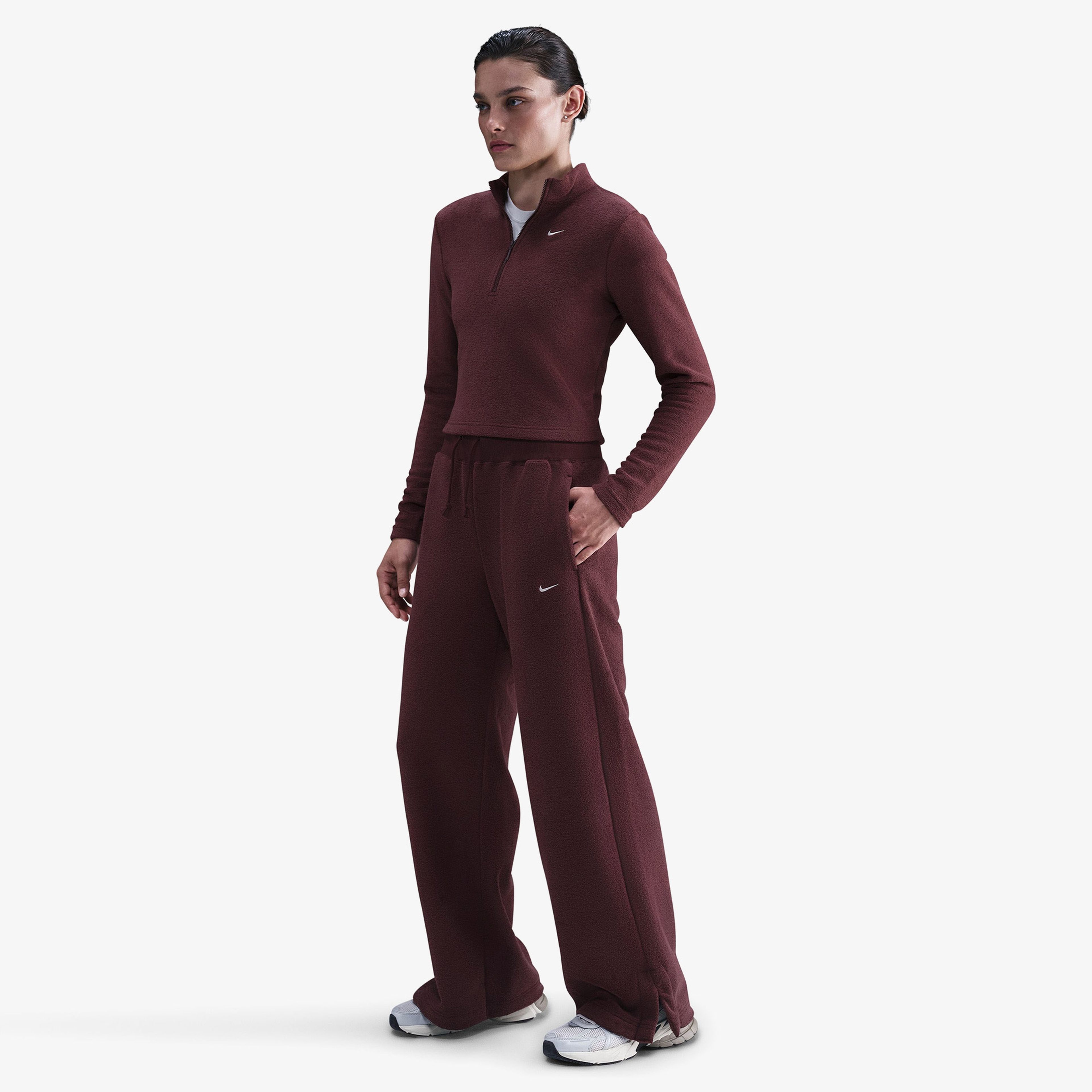 Nike Sportswear Phoenix Plush Kadın Bordo Eşofman Altı