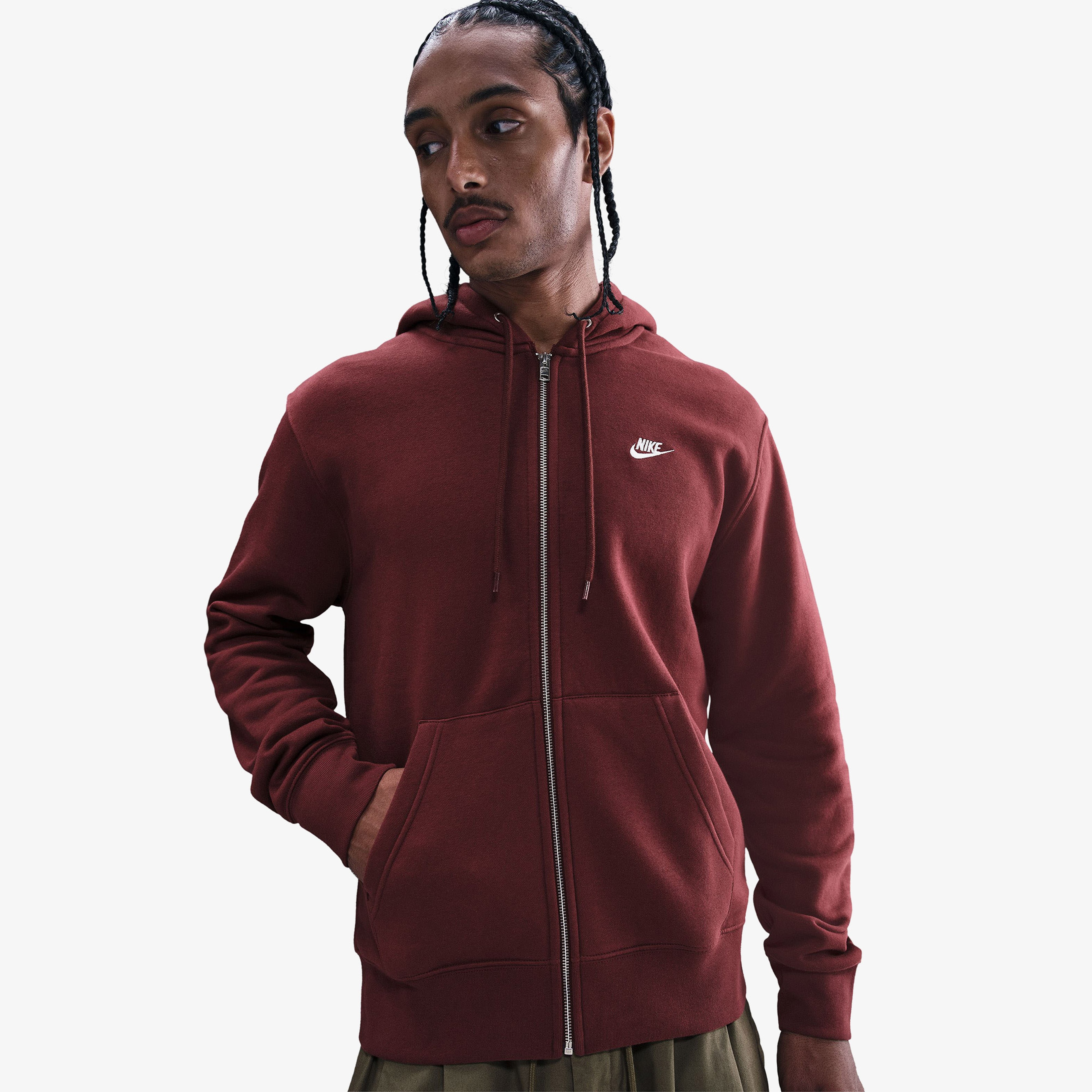 Nike Club Erkek Bordo Kapüşonlu Hoodie