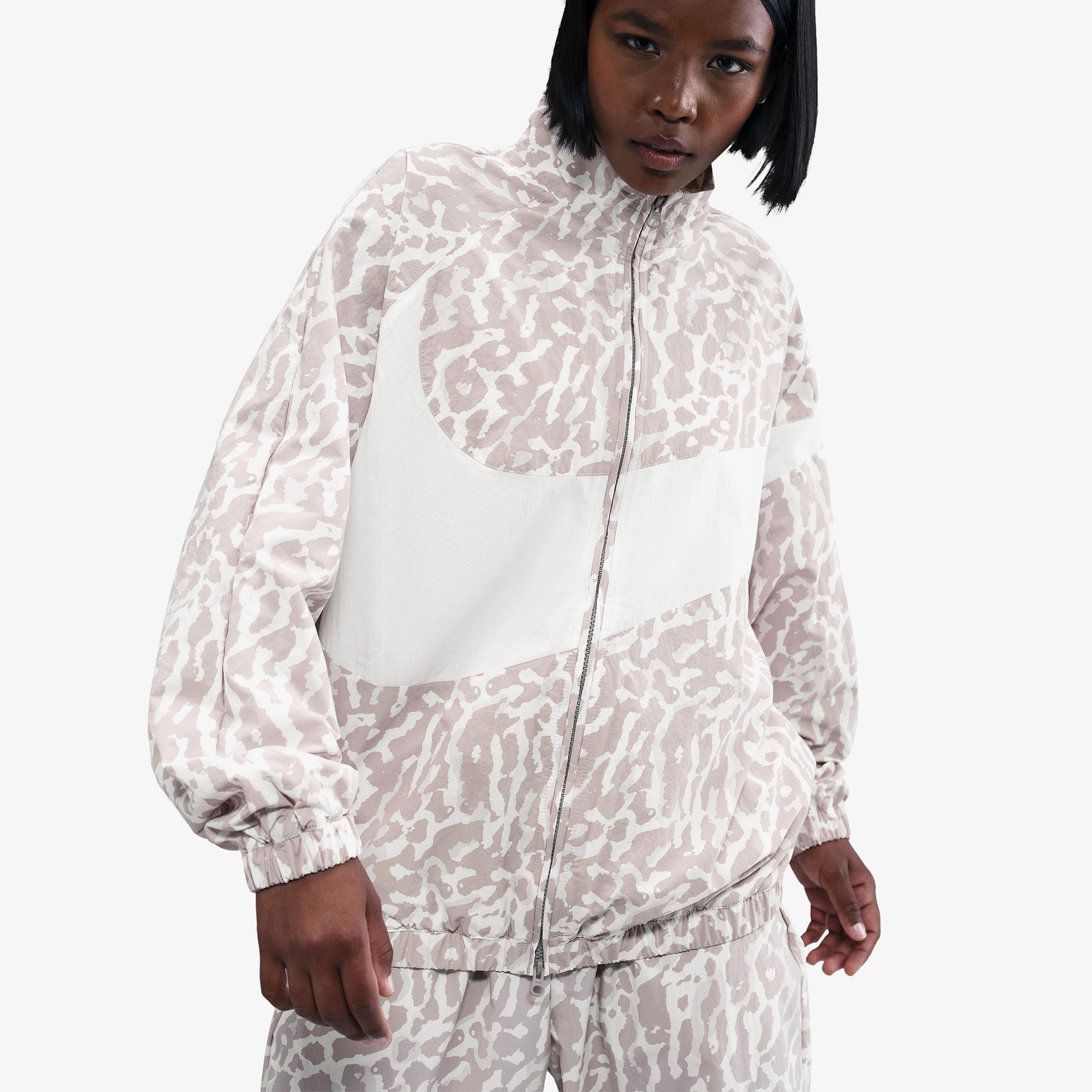 Nike Sportswear Woven Printed Kadın Gri Ceket