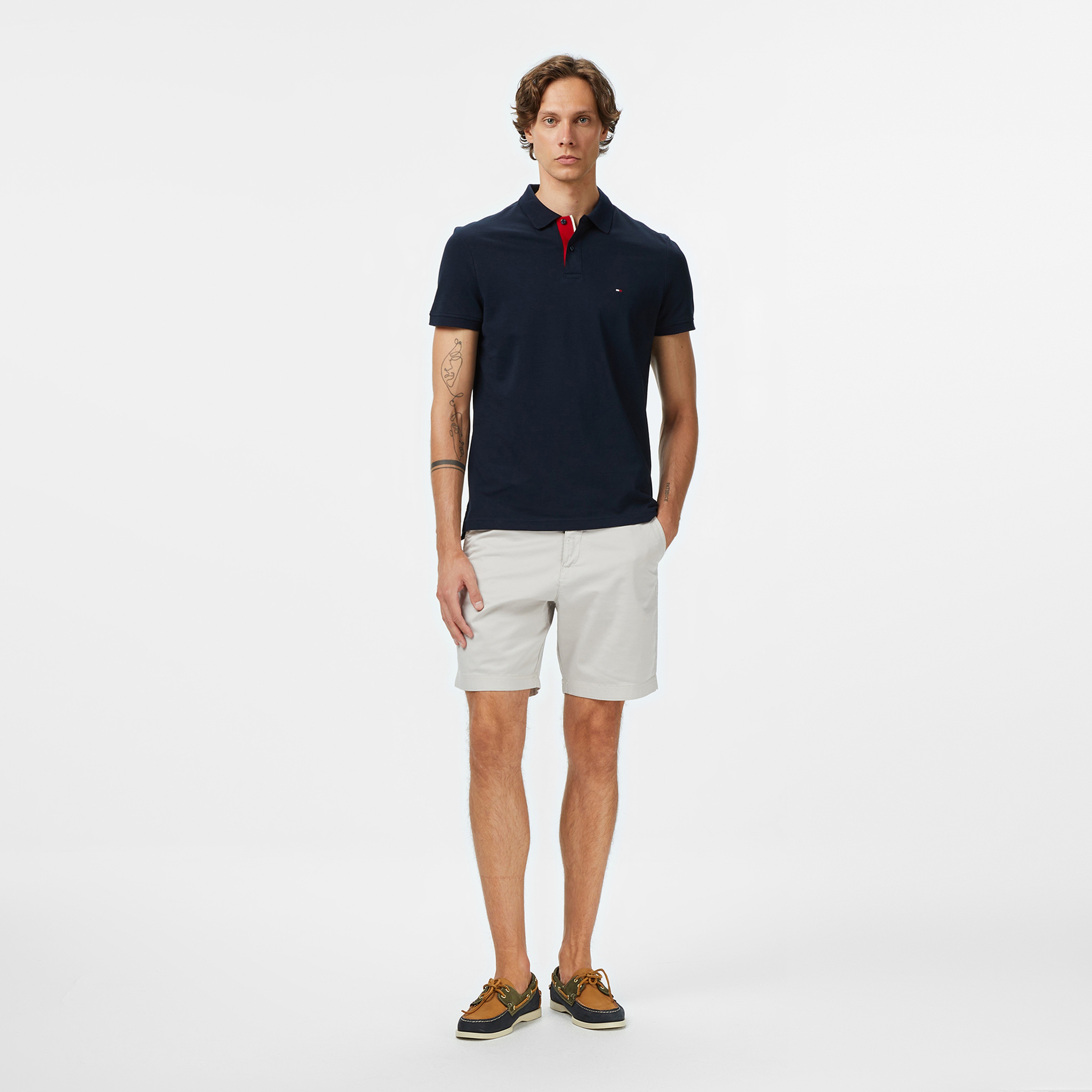 Tommy Hilfiger Contrast Collar Erkek Lacivert Polo Yaka T-Shirt