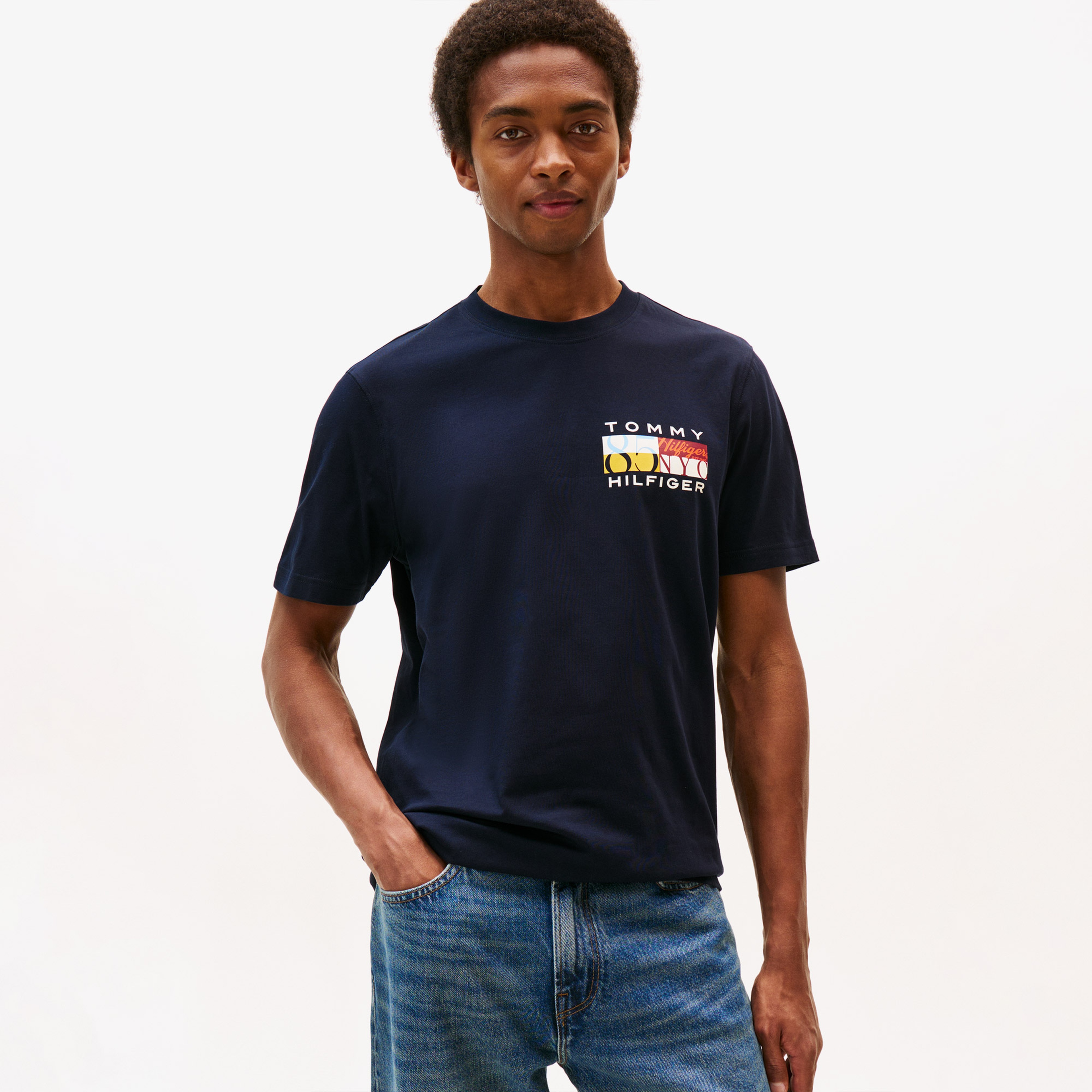 Tommy Hilfiger Colour Flag Erkek Lacivert T-Shirt
