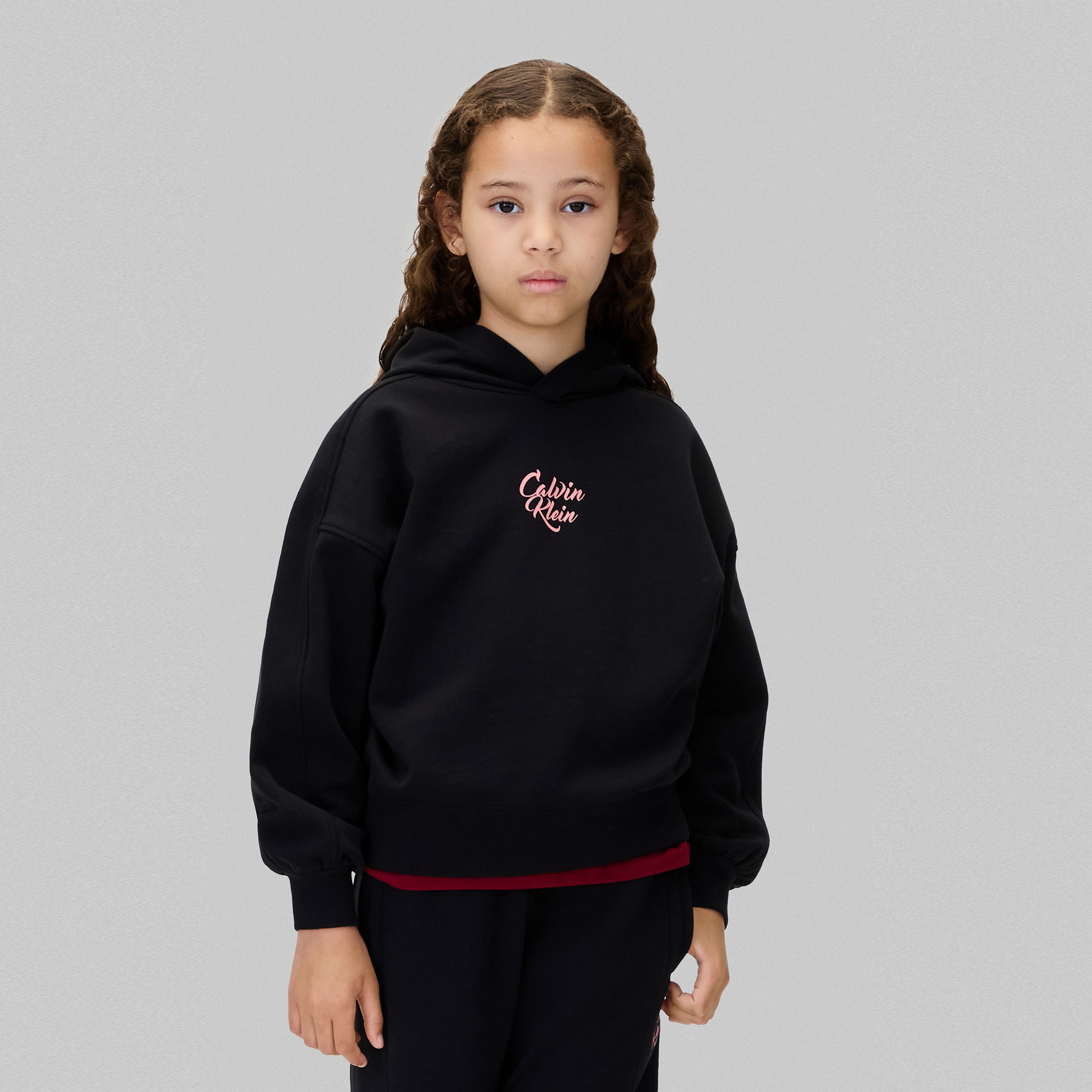 Calvin Klein Script Logo Graphic Terry Çocuk Siyah Sweatshirt