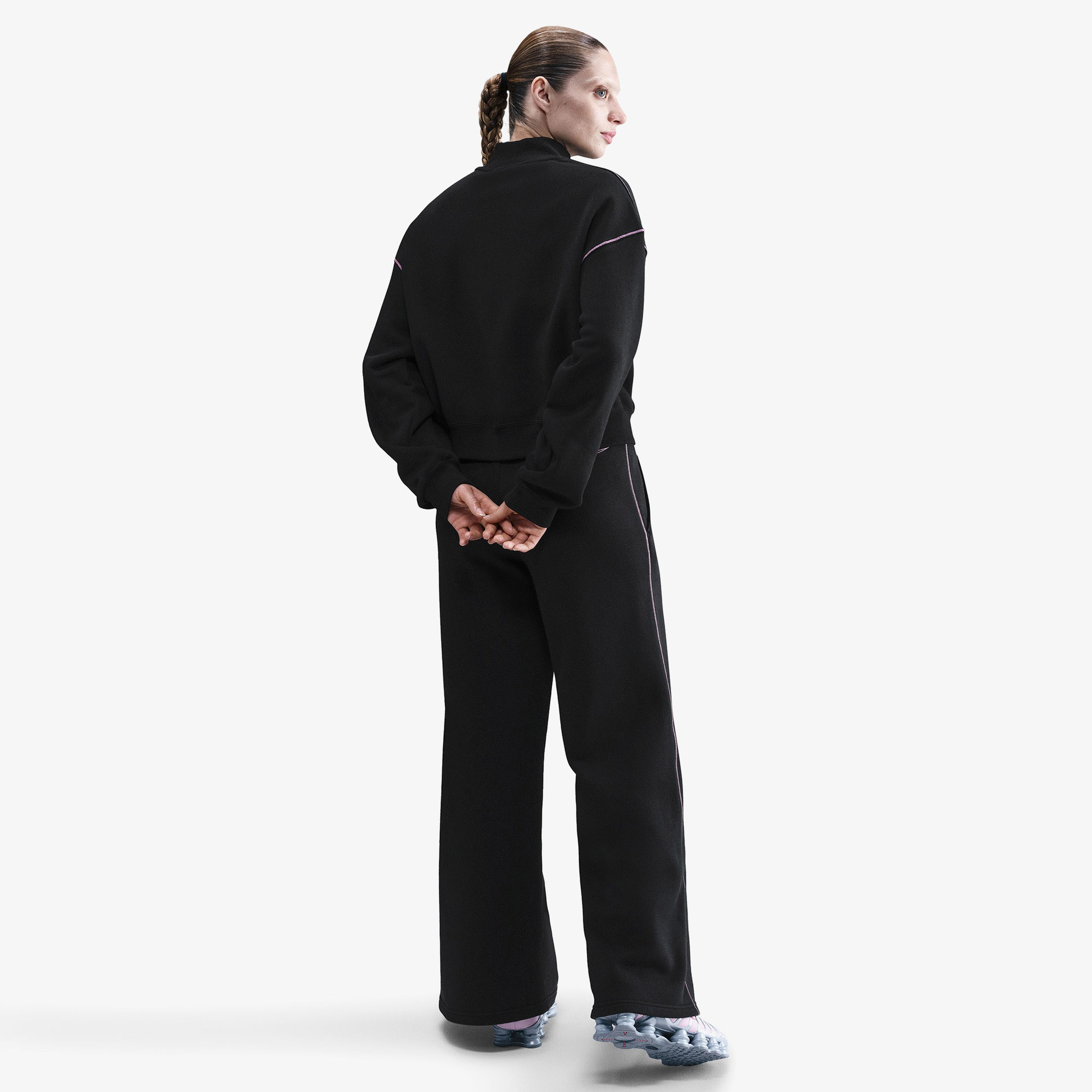 Nike Sportswear Phoenix Fleece Logo Kadın Siyah Sweatshirt
