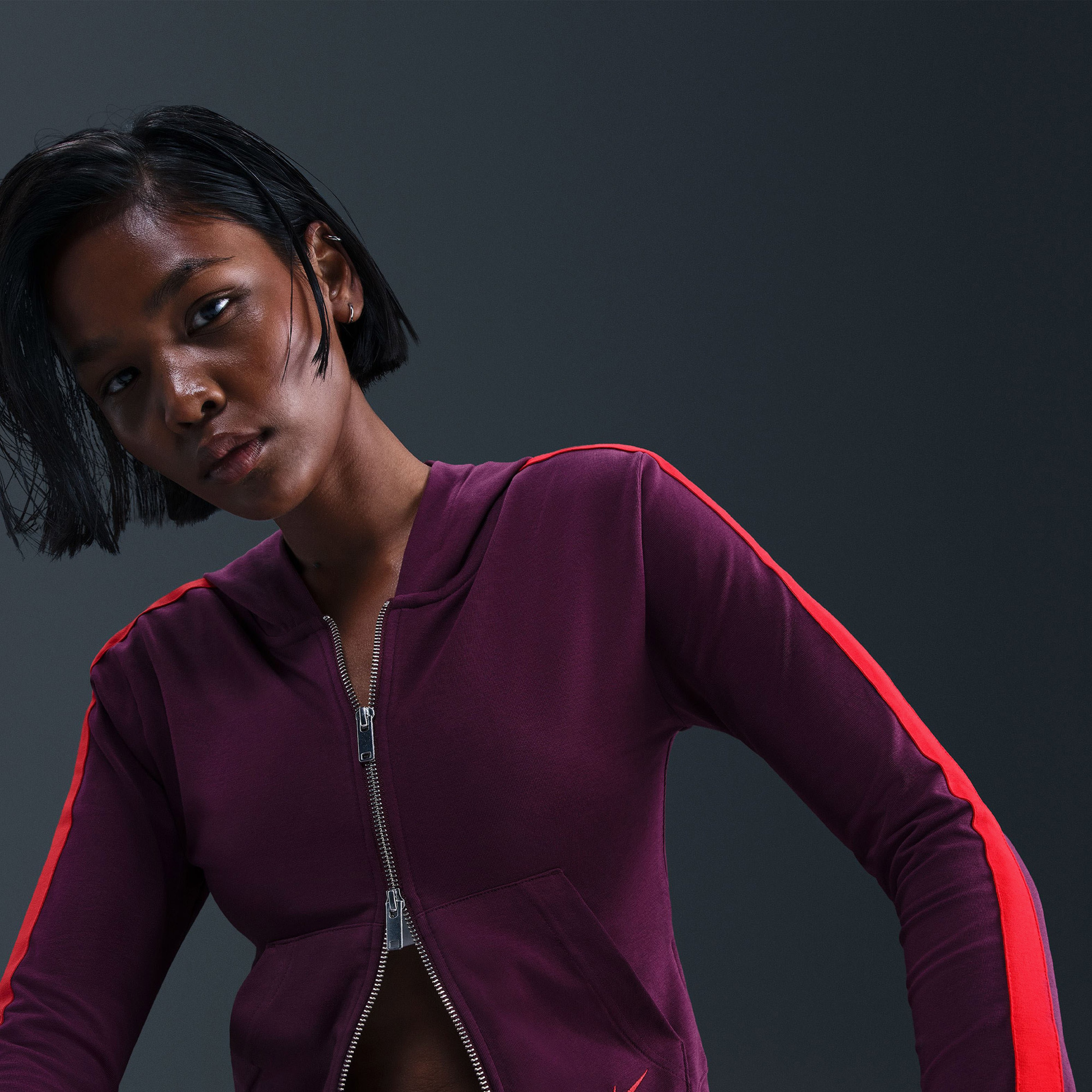 Nike Sportswear Full-Zip Hooded Kadın Bordo Hoodie