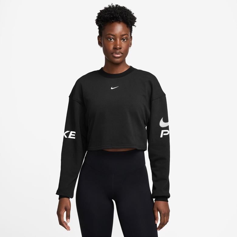 Nike Pro Dri-Fit Fleece Kadın Siyah Sweatshirt