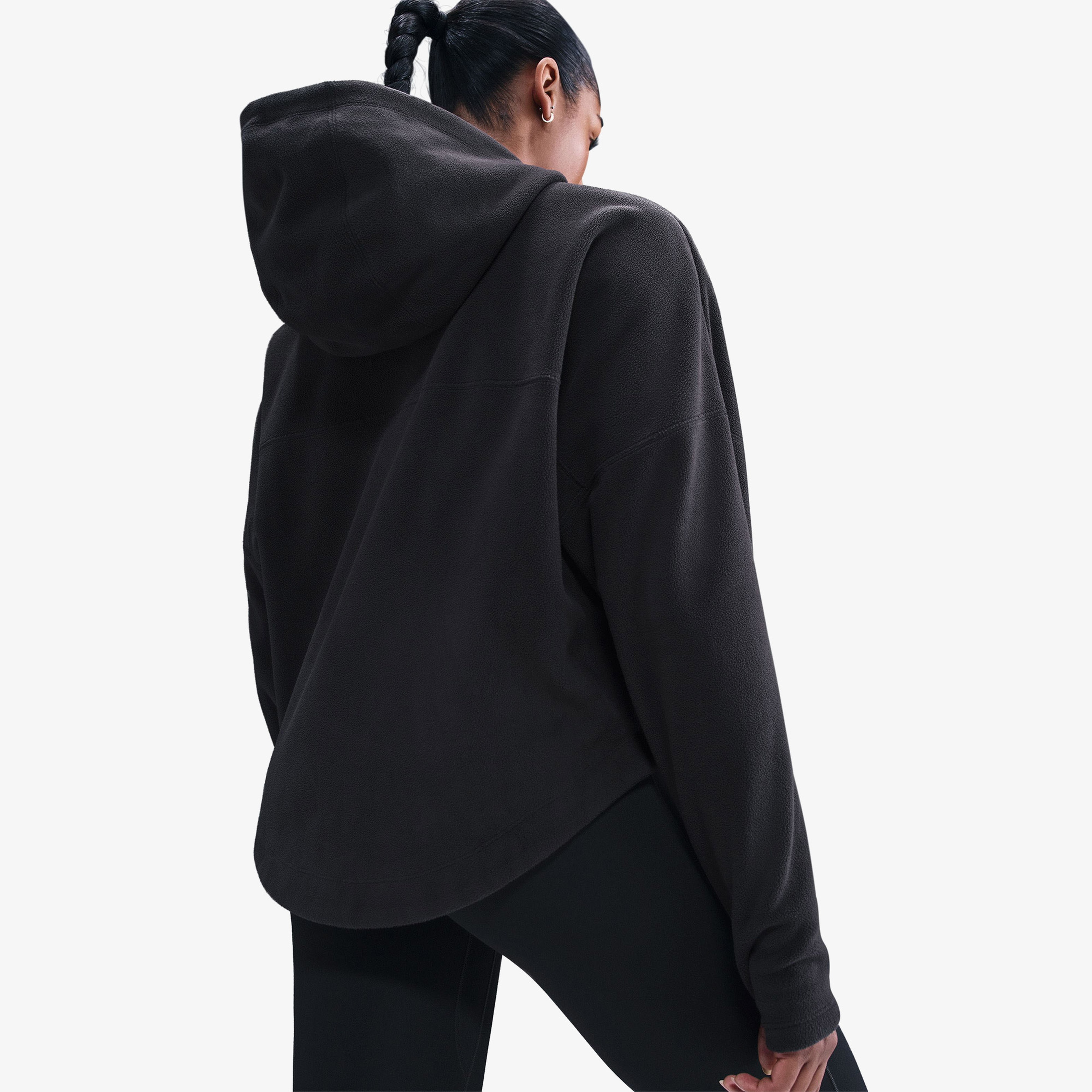 Nike One Therma-Fit Polar Kadın Siyah Kapüşonlu Hoodie