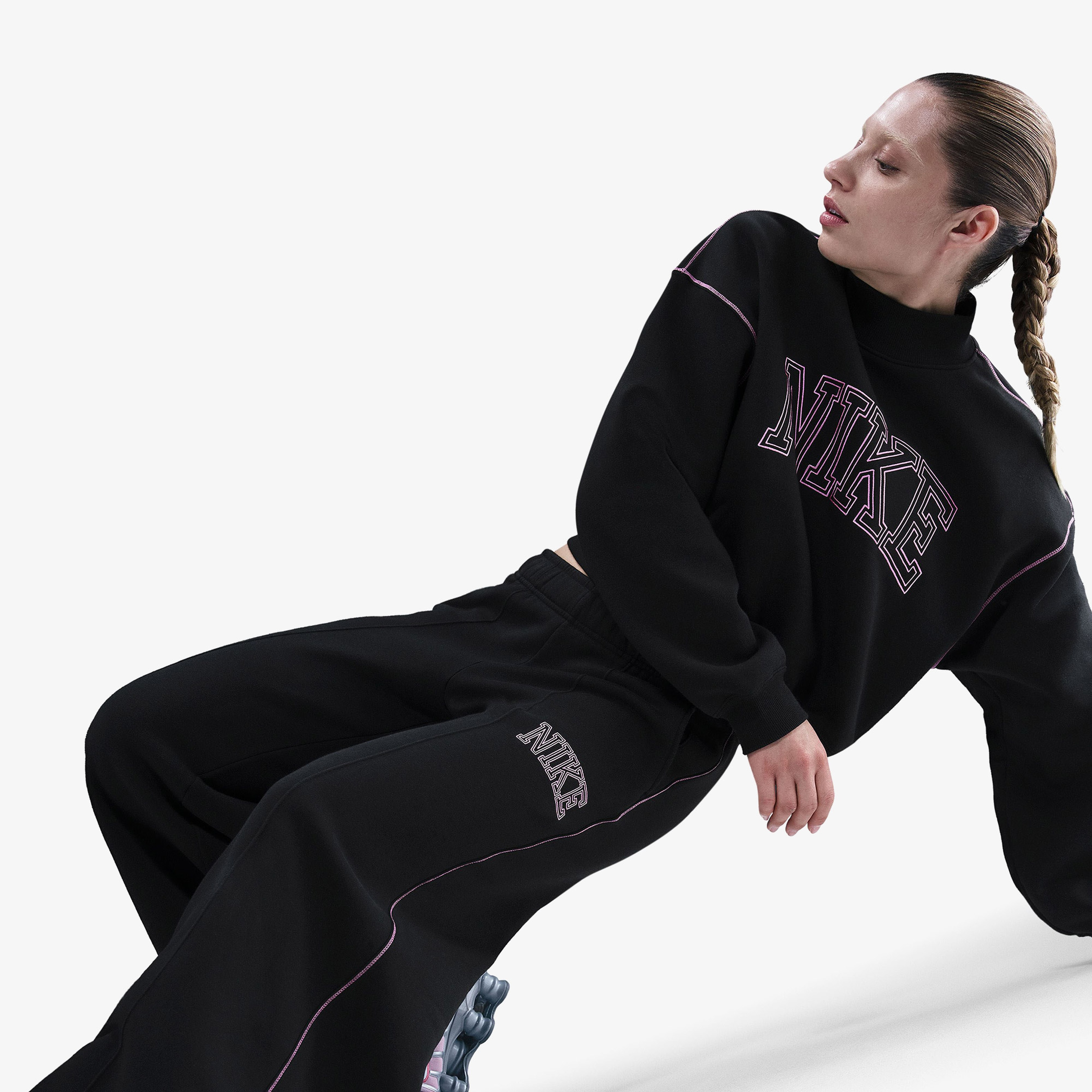 Nike Sportswear Phoenix Fleece Logo Kadın Siyah Eşofman Altı