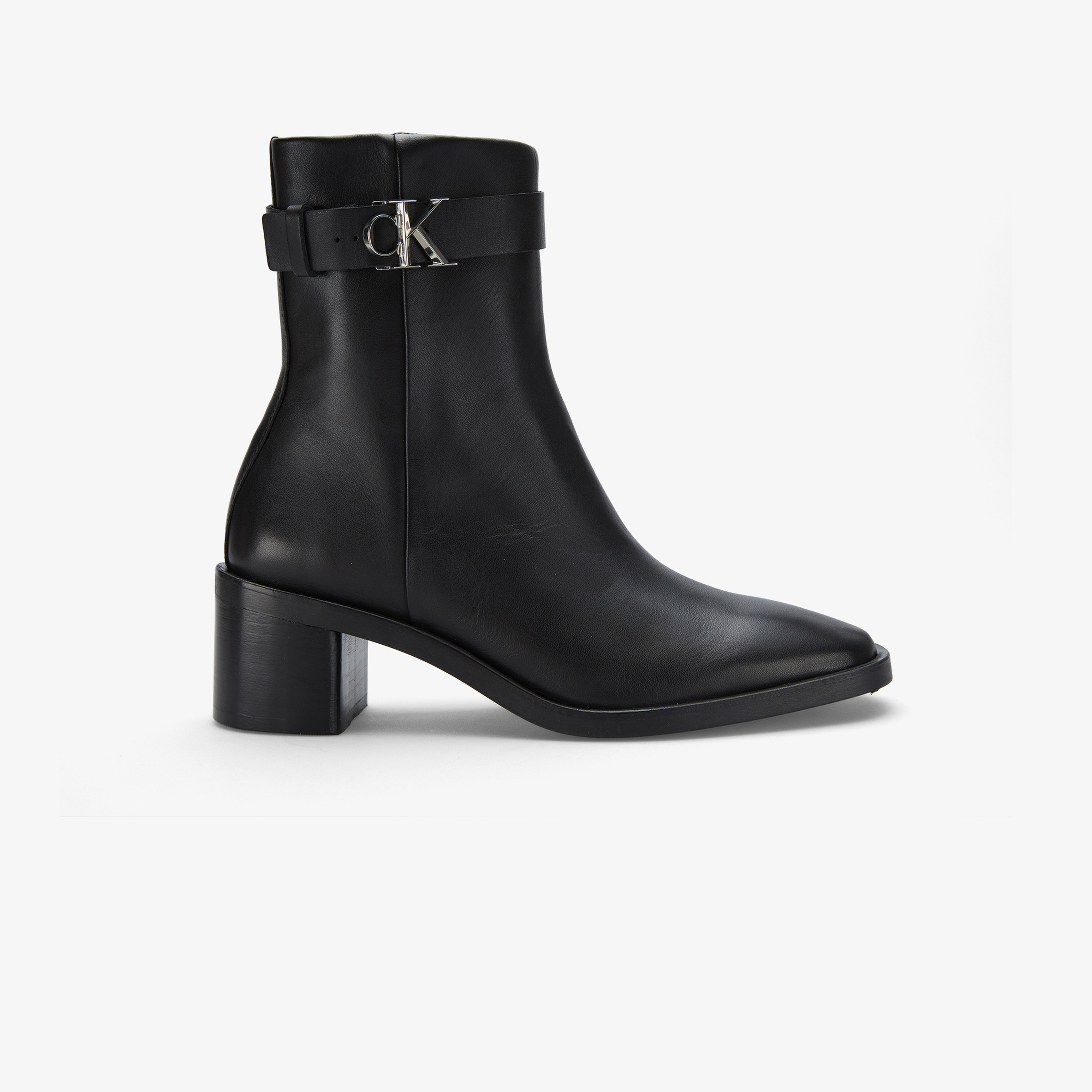 Calvin Klein Block Heel Metal Logo Kadın Siyah Bot