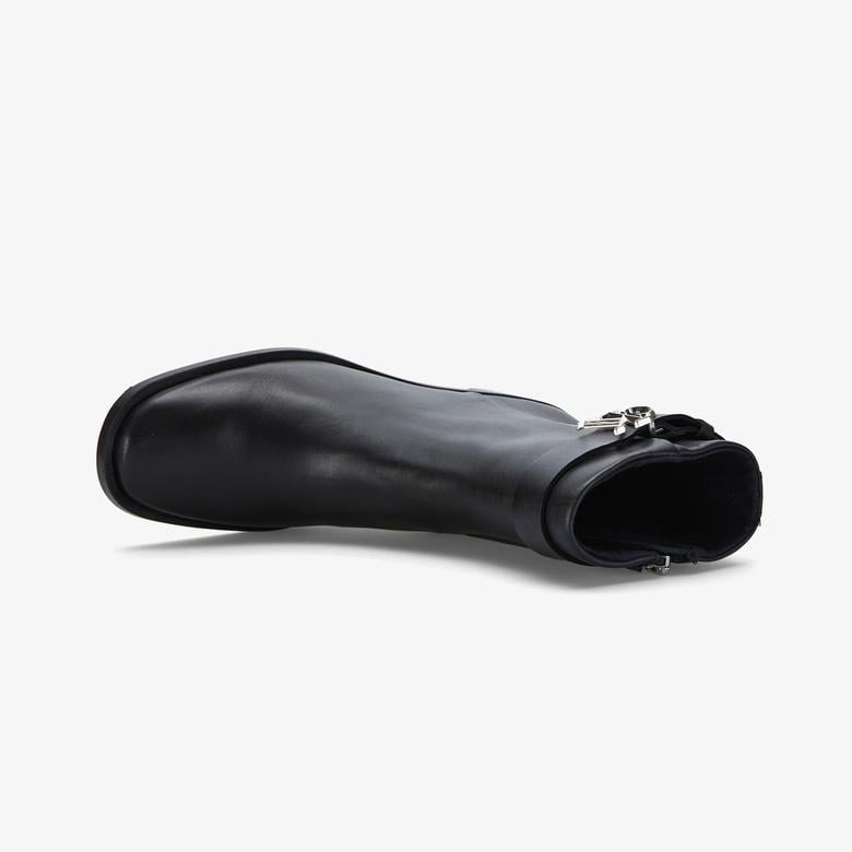 Calvin Klein Block Heel Metal Logo Kadın Siyah Bot