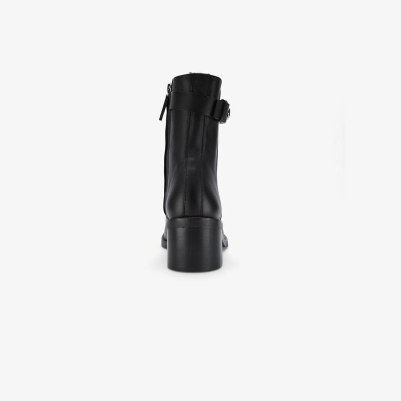 Calvin Klein Block Heel Metal Logo Kadın Siyah Bot
