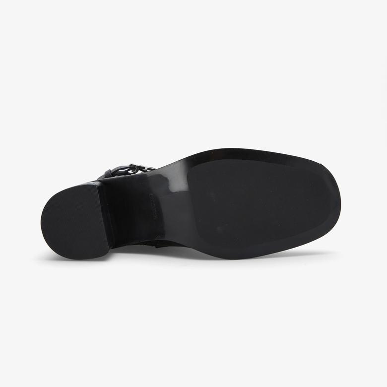 Calvin Klein Block Heel Metal Logo Kadın Siyah Bot