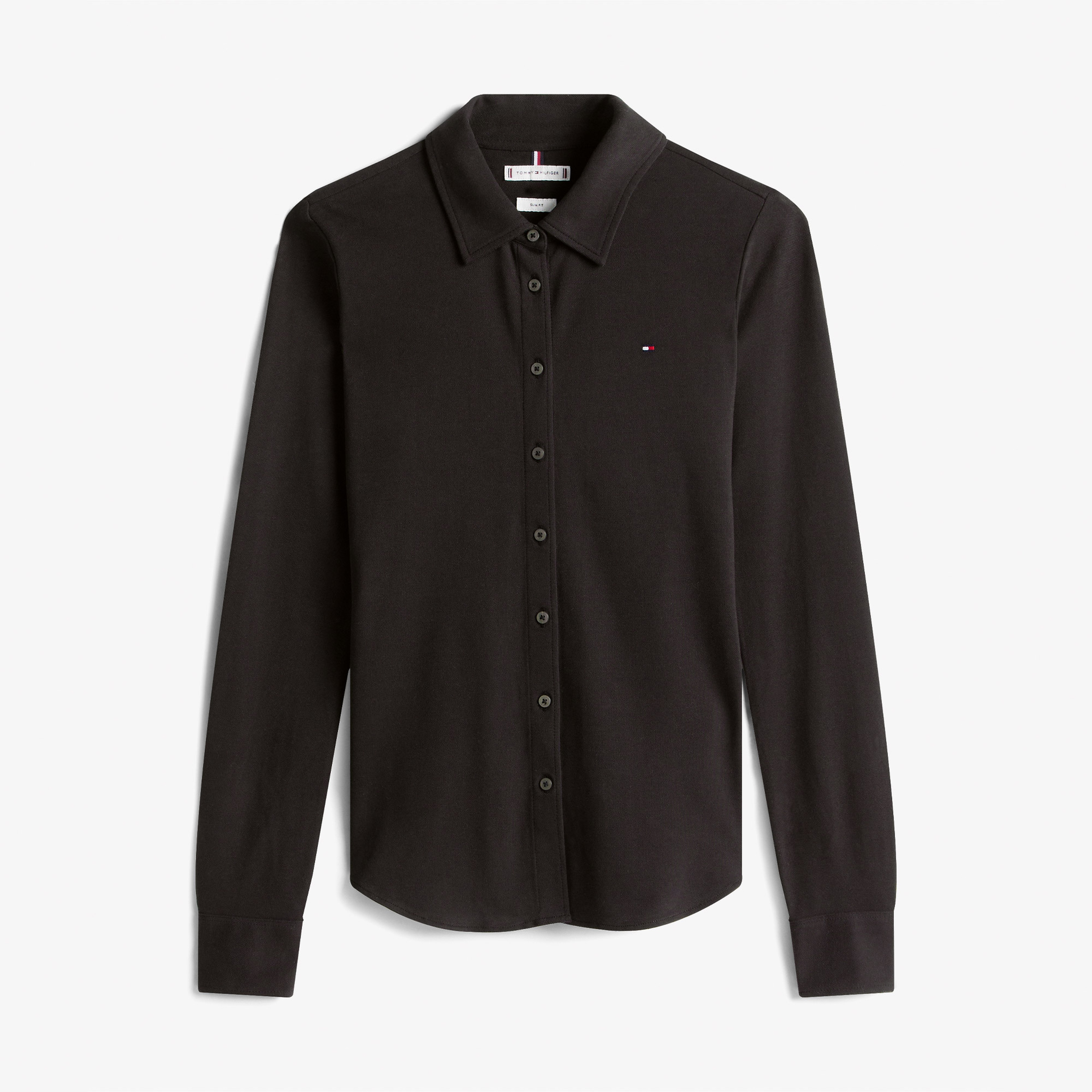 Tommy Hilfiger 1985 Slim Pique Kadın Siyah Gömlek